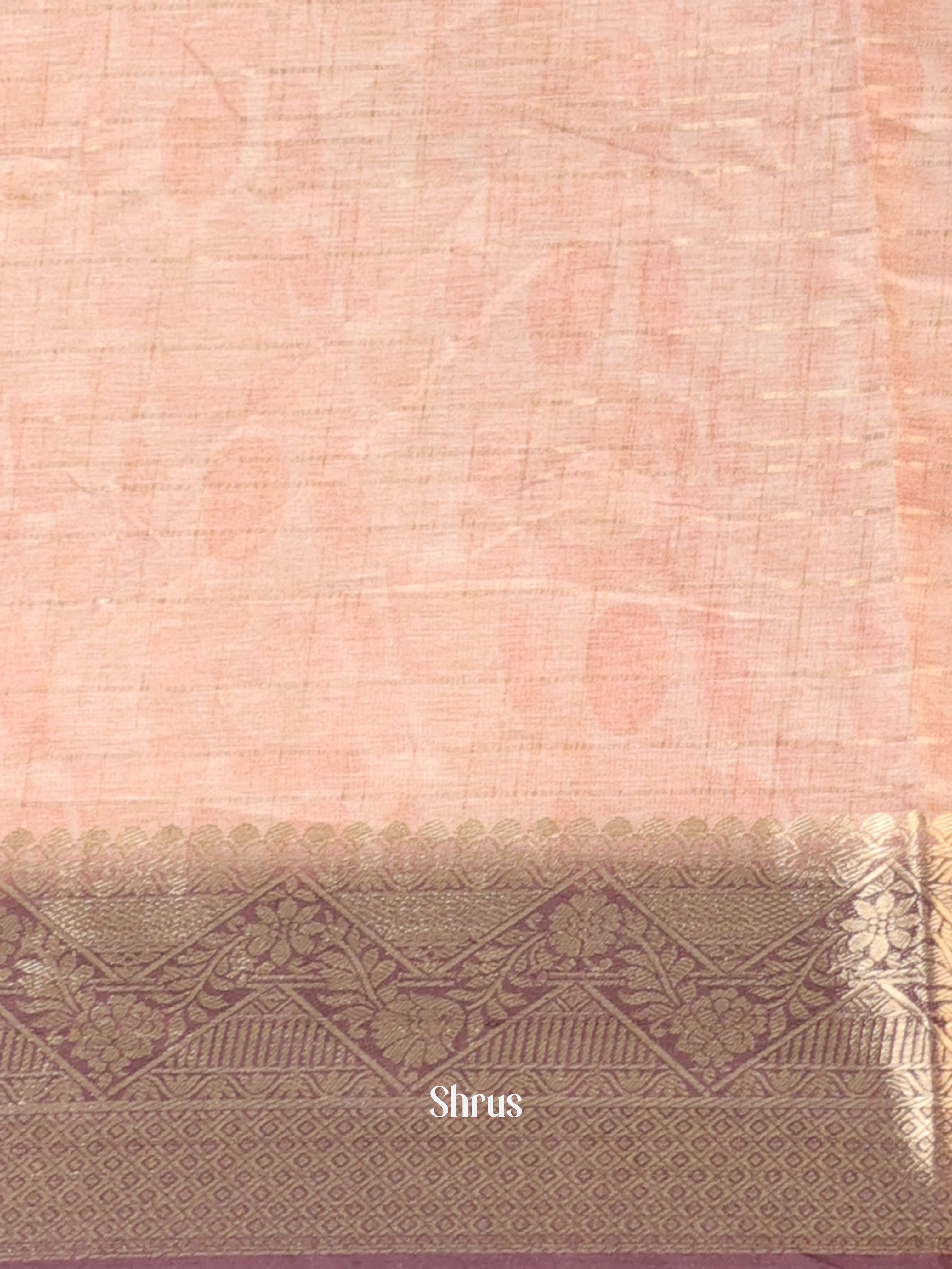 Peach & Brown - Semi Chanderi Saree - Shop on Shrus.com