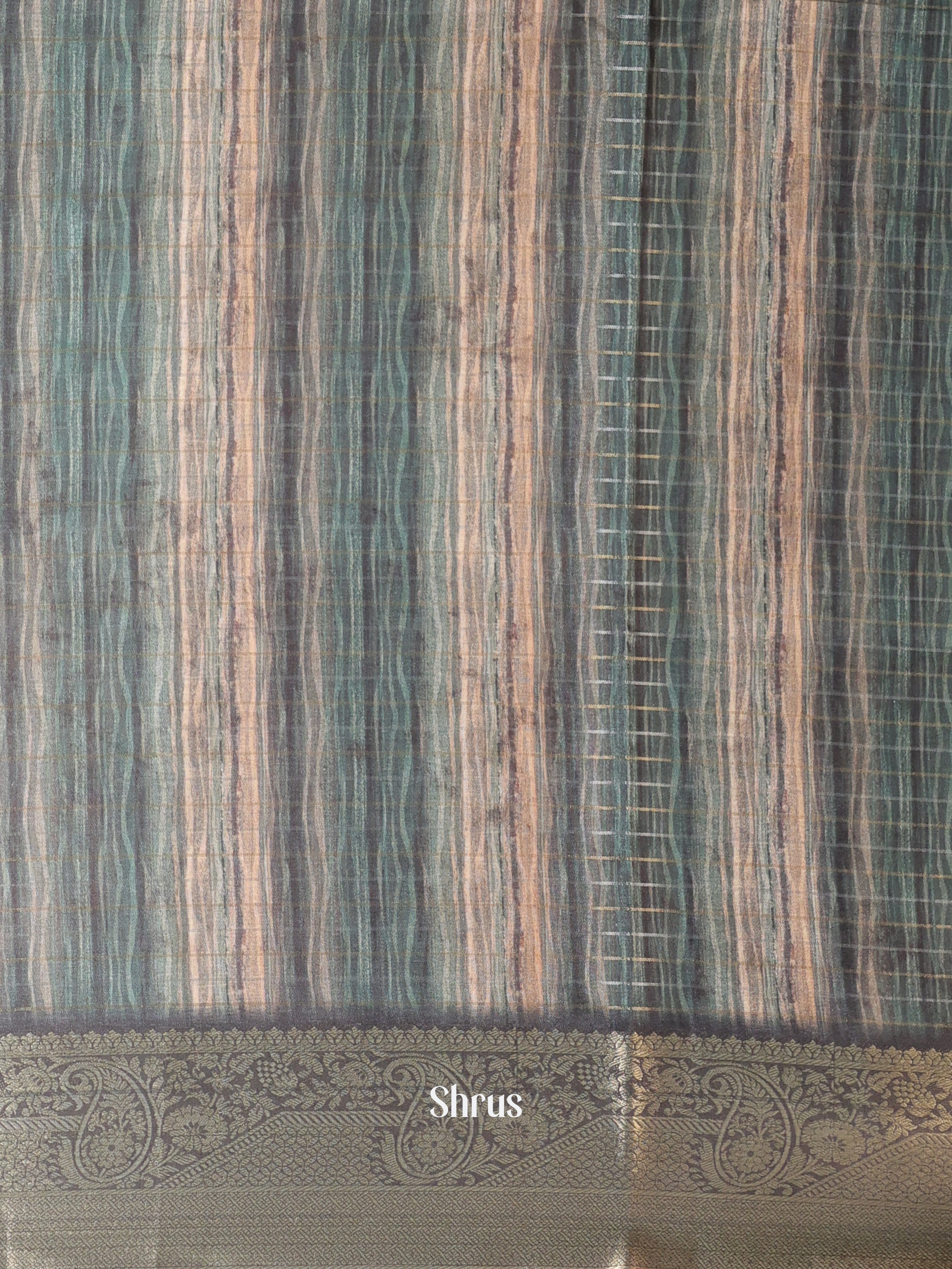 Green - Semi Chanderi Saree - Shop on Shrus.com