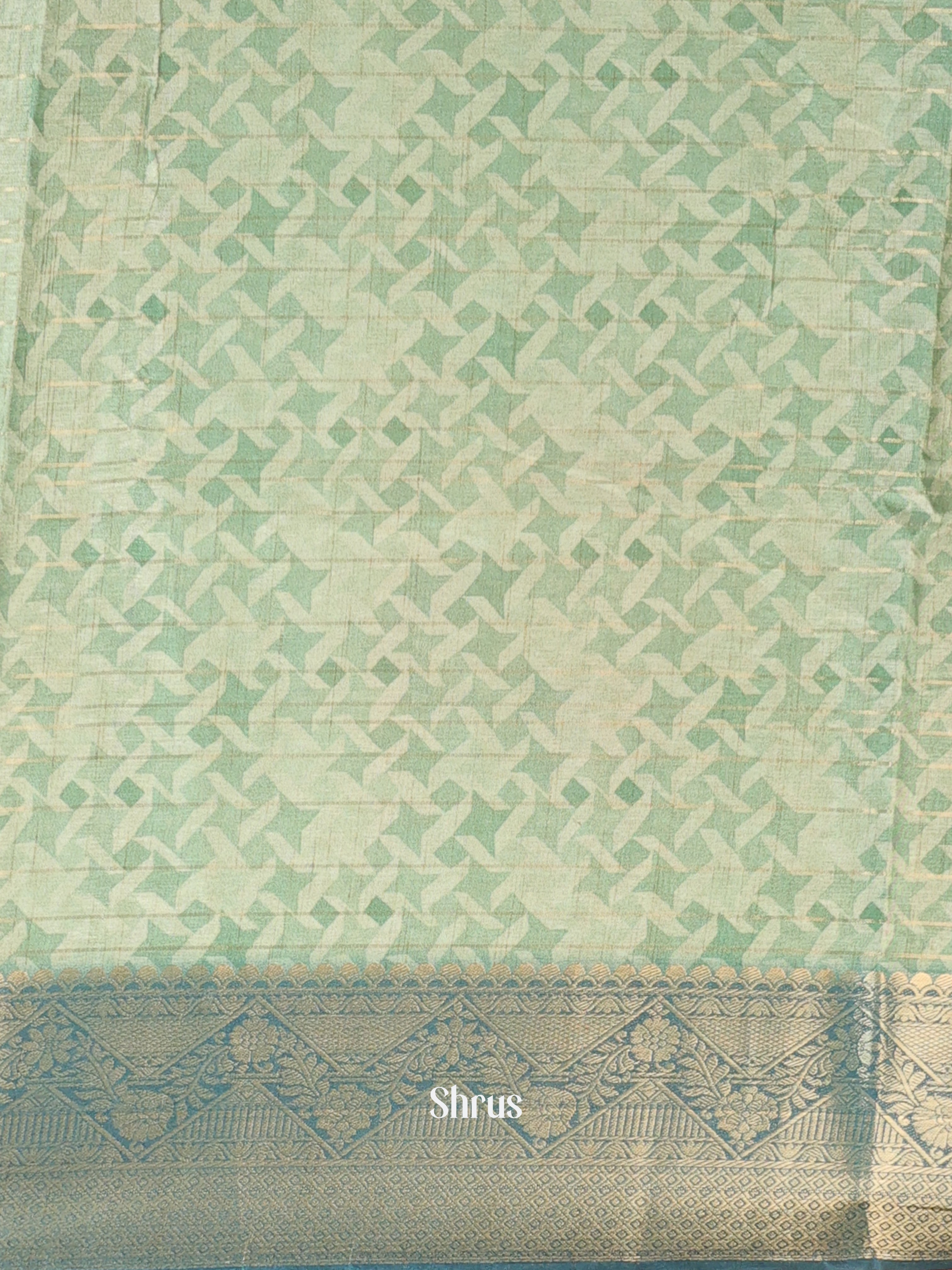 Pastel Green - Semi Chanderi Saree - Shop on Shrus.com