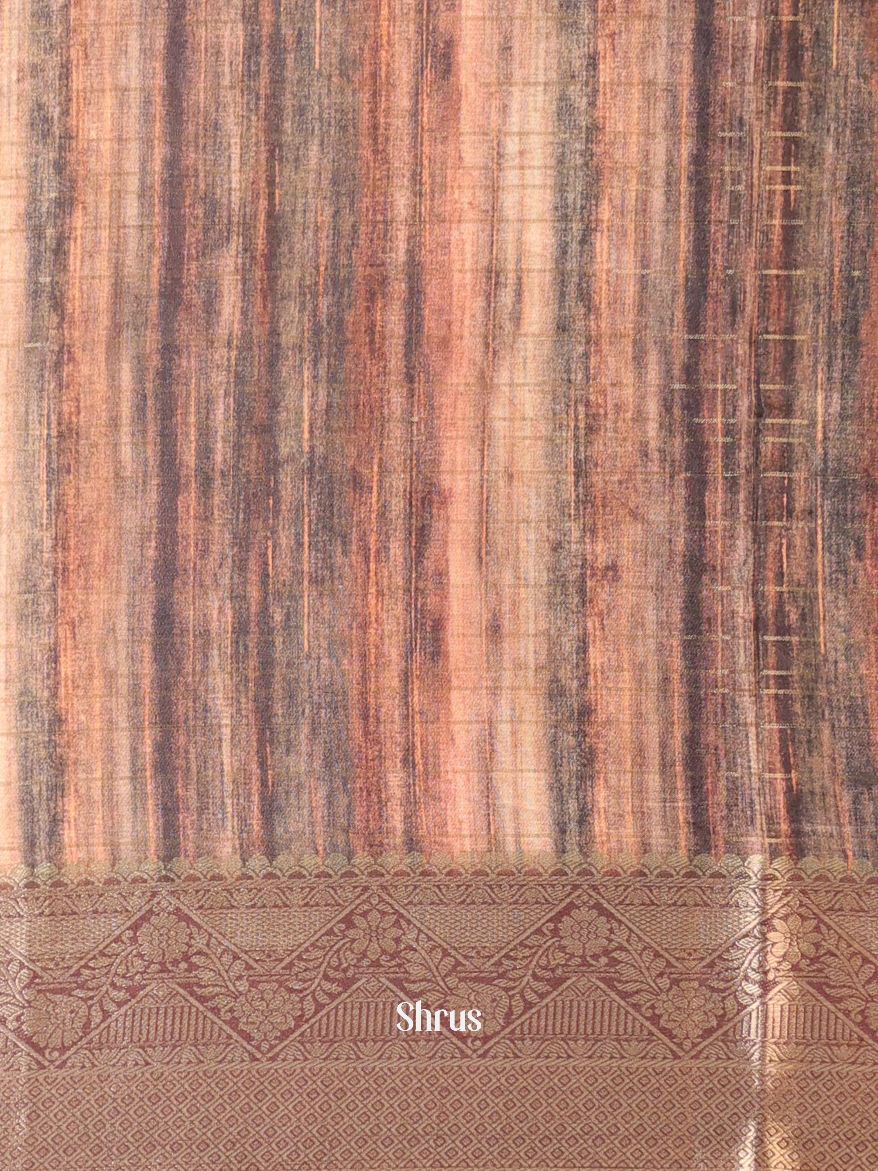 Brown - Semi Chanderi Saree - Shop on Shrus.com