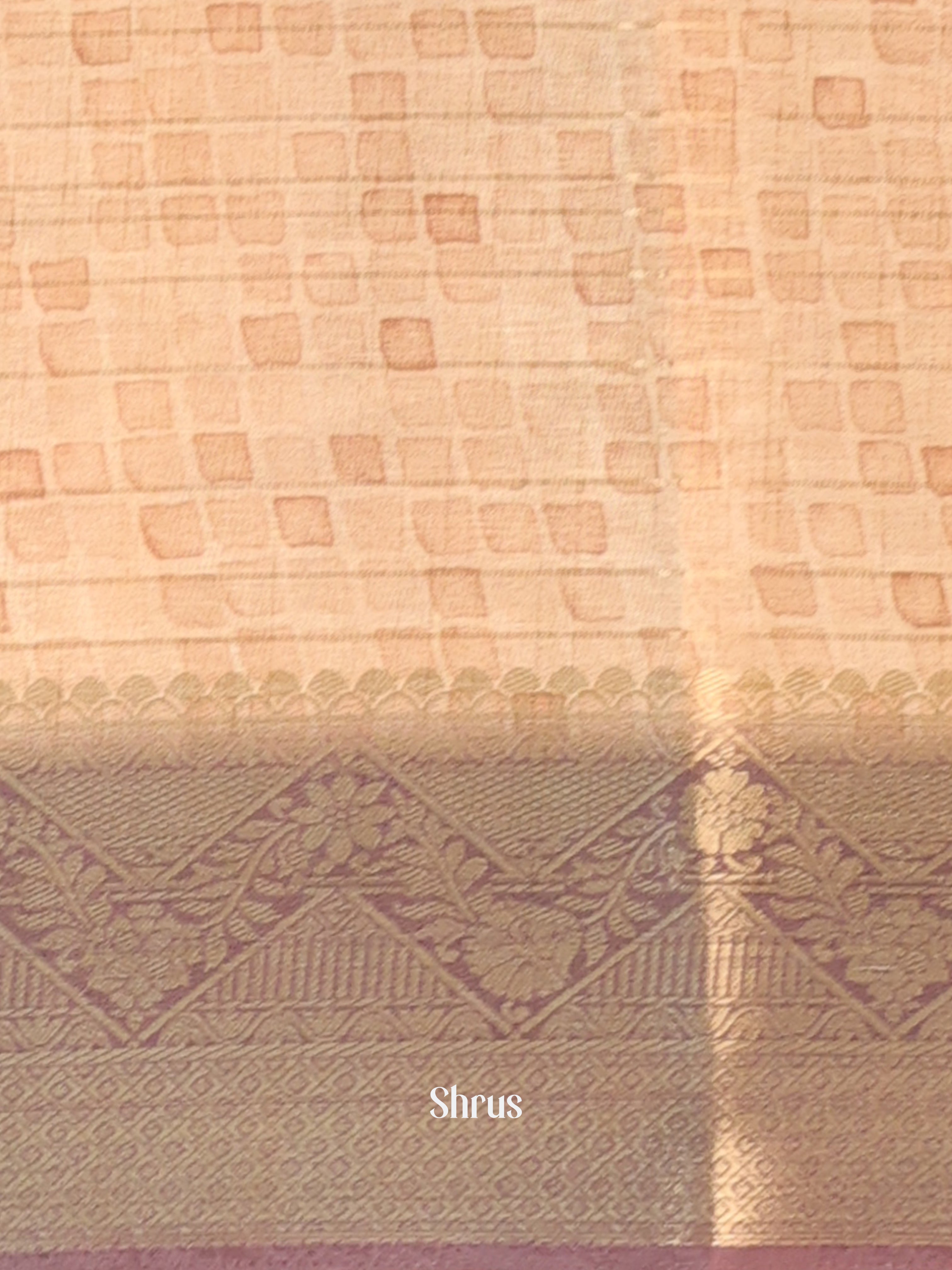 Beige & Mauve - Semi Chanderi Saree - Shop on Shrus.com
