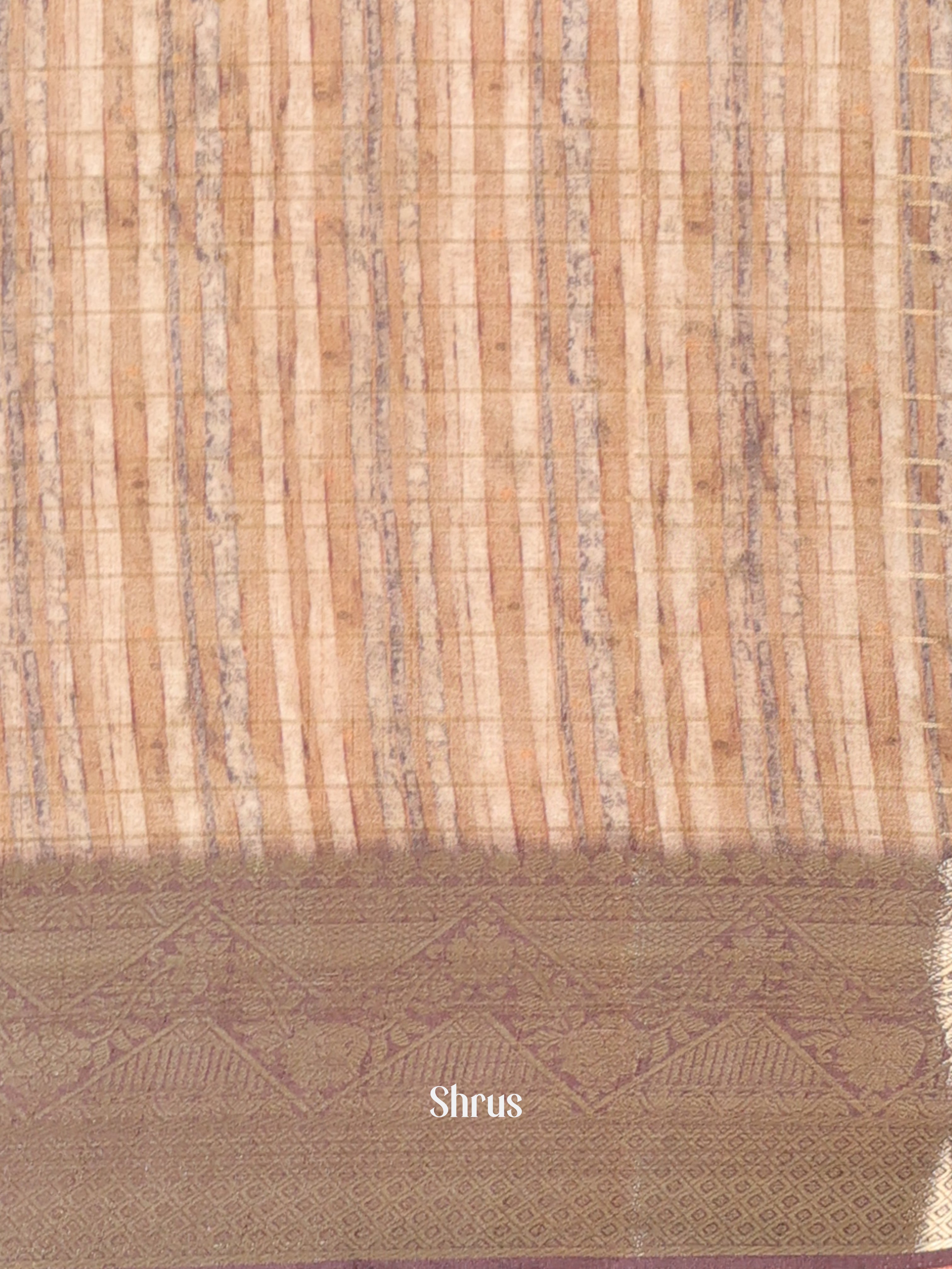 Brown - Semi Chanderi Saree - Shop on Shrus.com