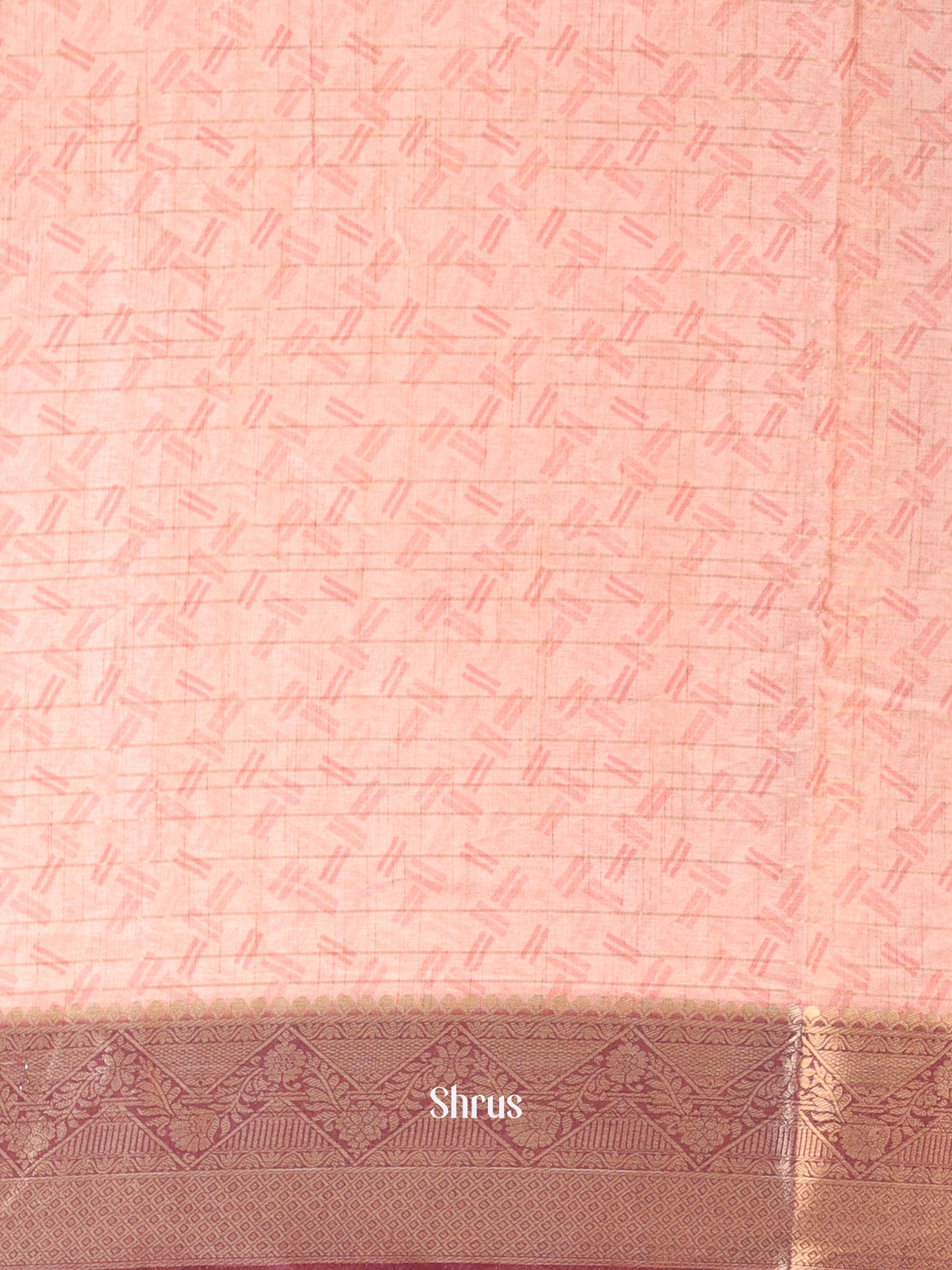 Peach & Maroon - Semi Chanderi Saree - Shop on Shrus.com