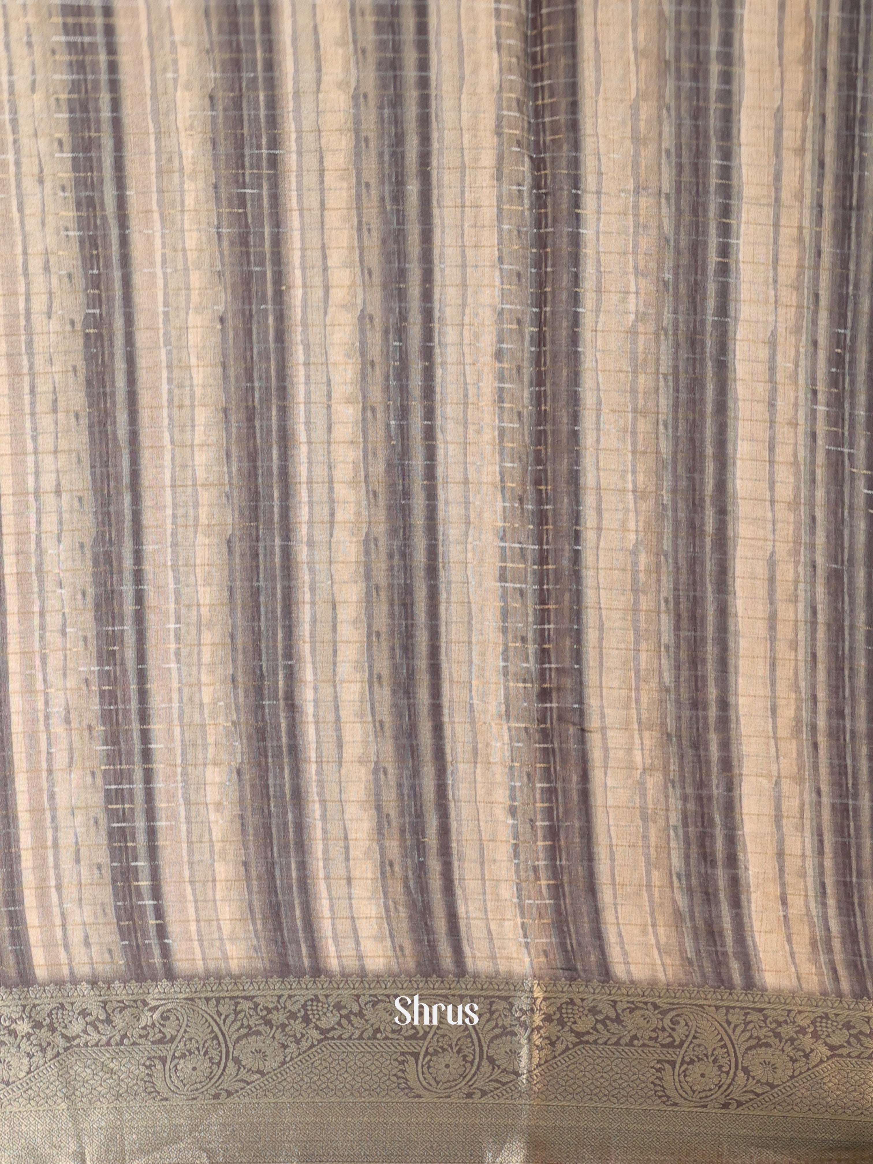 grey - Semi Chanderi Saree - Shop on Shrus.com