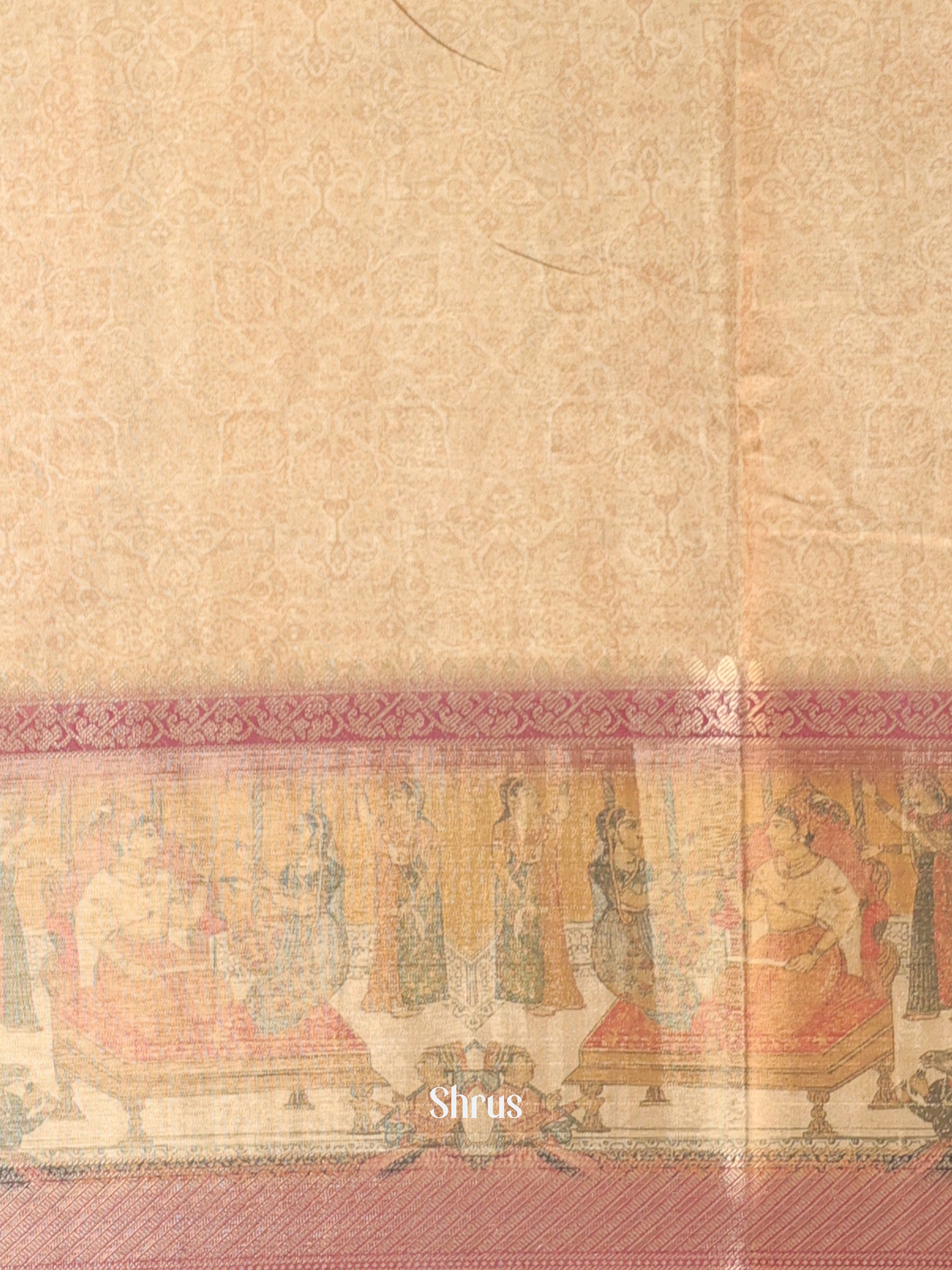 Beige & Brown - Semi Chanderi Saree - Shop on Shrus.com