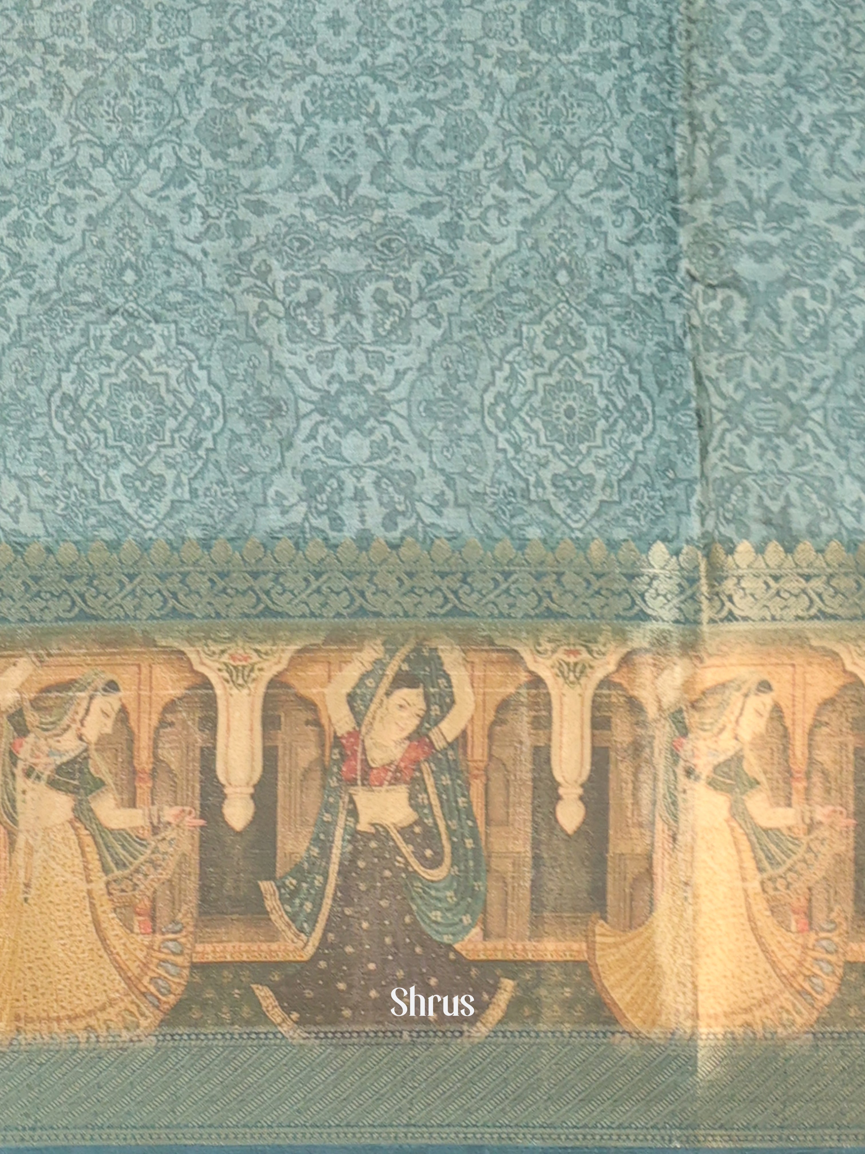 Blue - Semi Chanderi Saree - Shop on Shrus.com