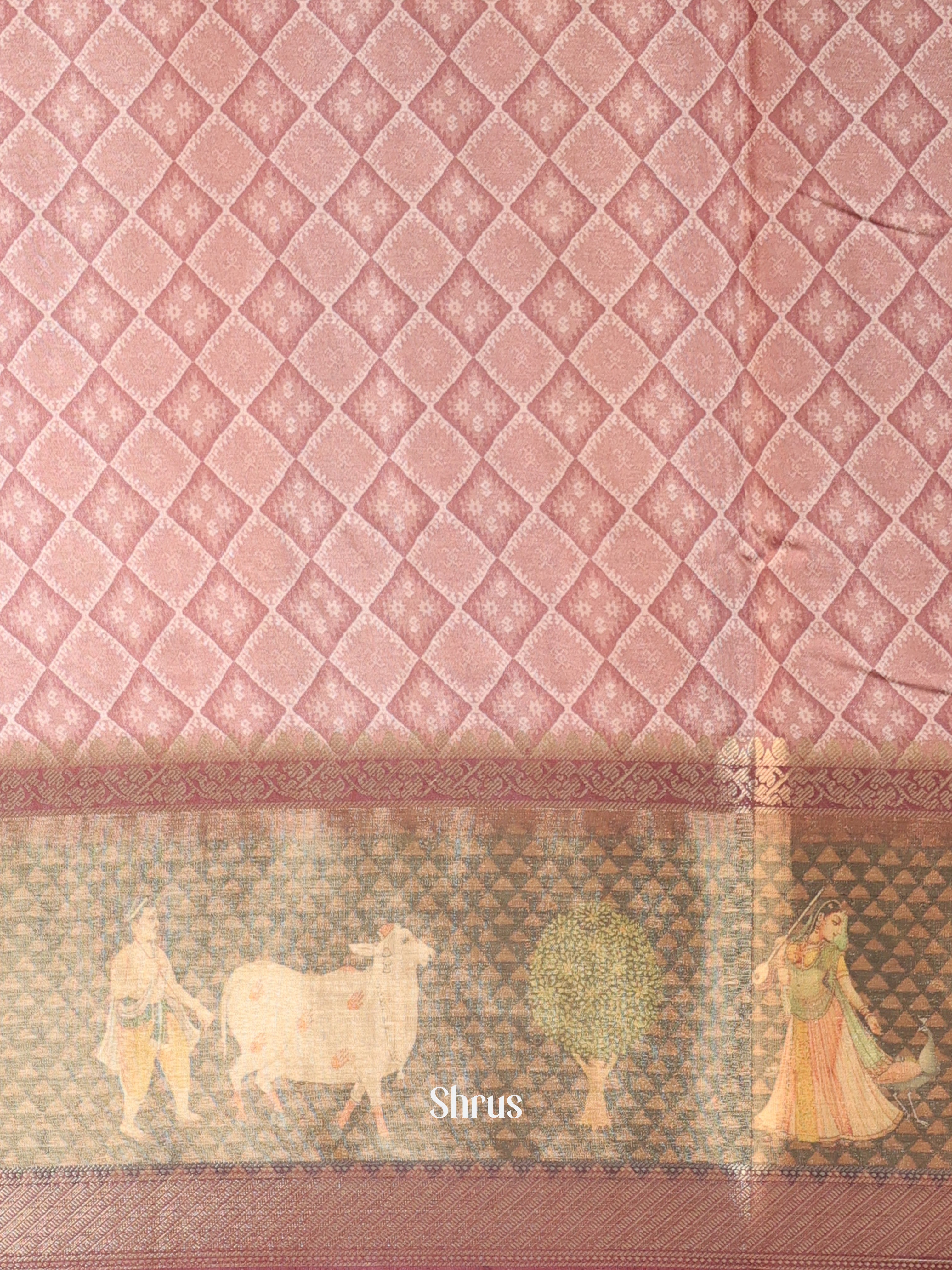 Purple & Brown - Semi Chanderi Saree - Shop on Shrus.com
