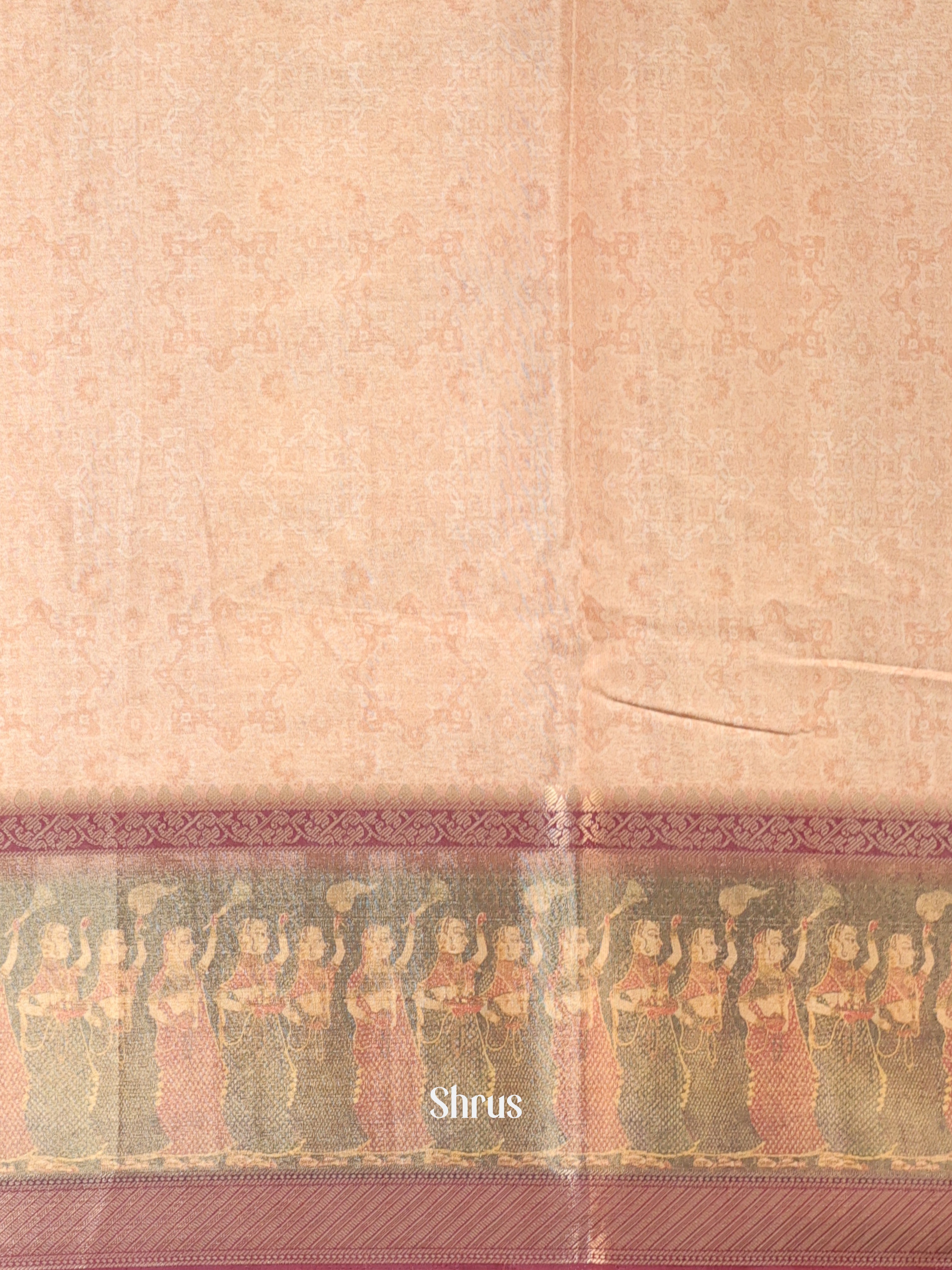 Cream & Brown - Semi Chanderi Saree - Shop on Shrus.com