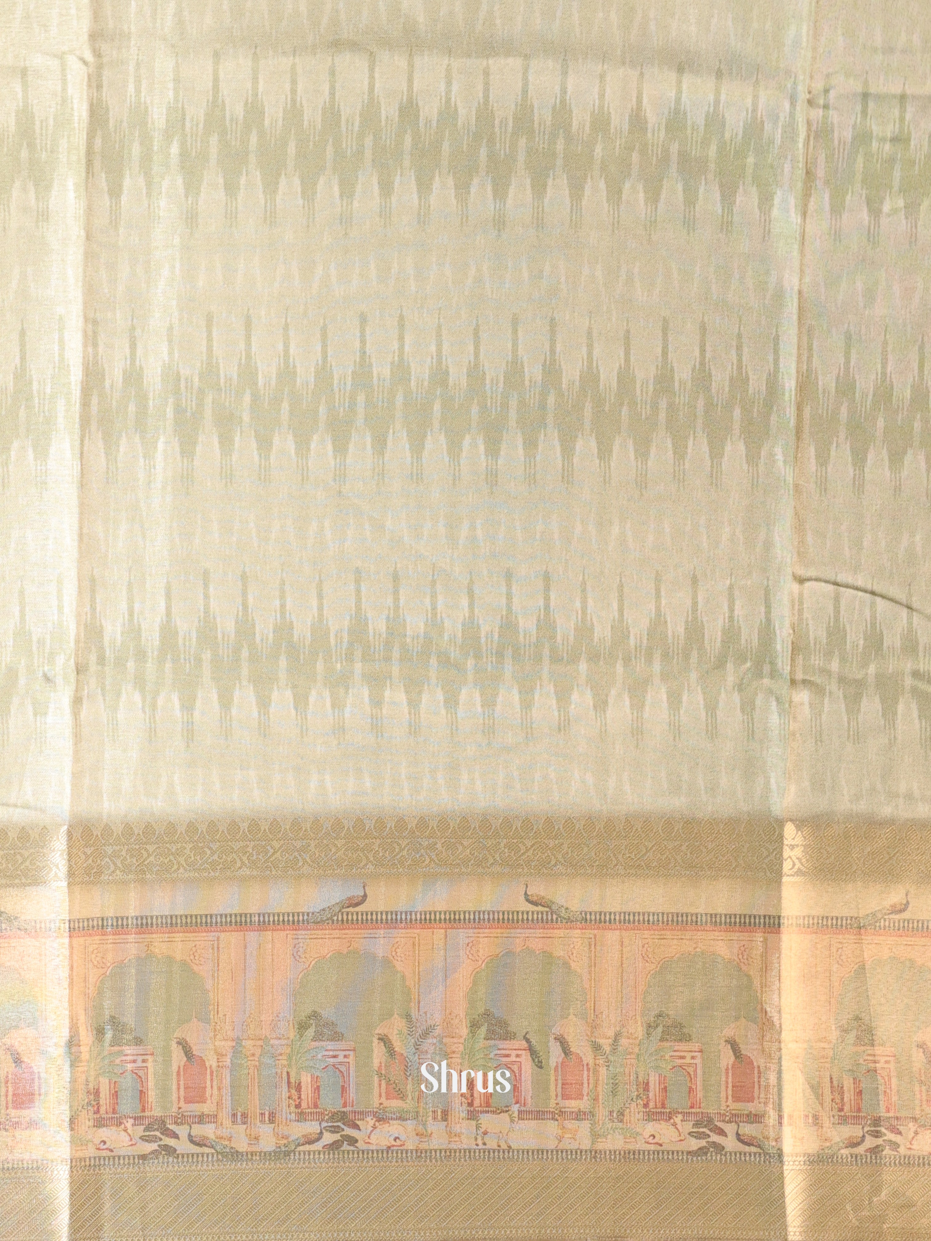 Green & Gold - Semi Chanderi Saree - Shop on Shrus.com