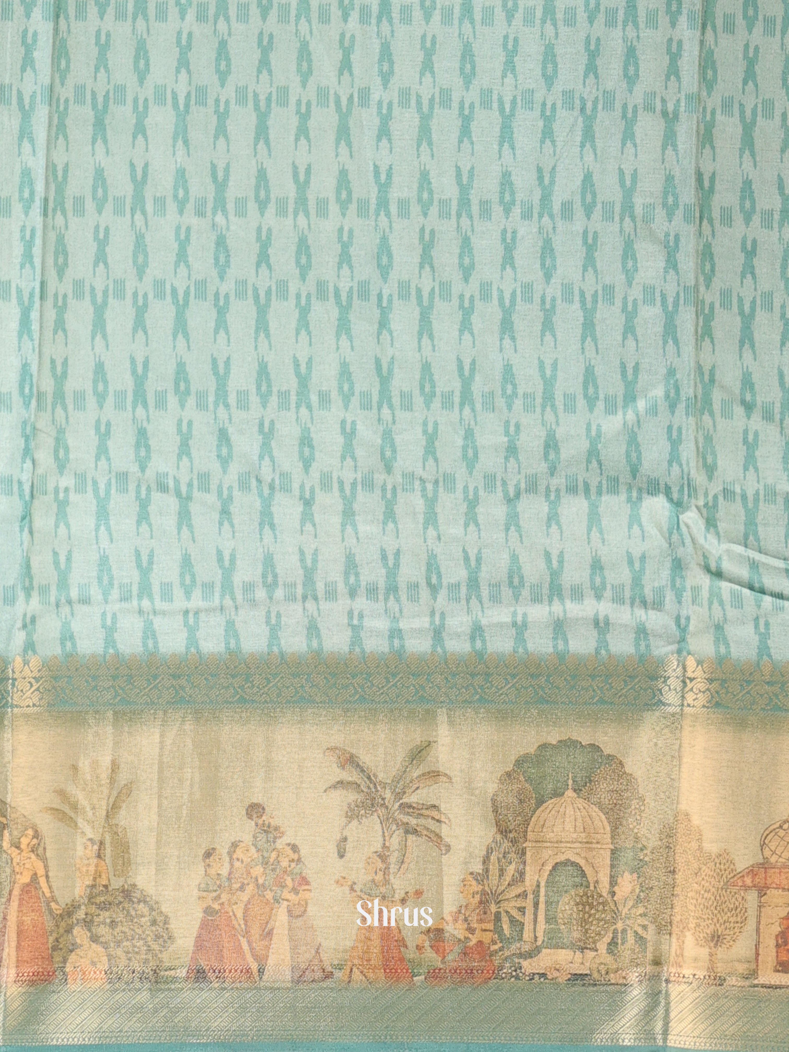 Green & Gold- Semi Chanderi Saree - Shop on Shrus.com