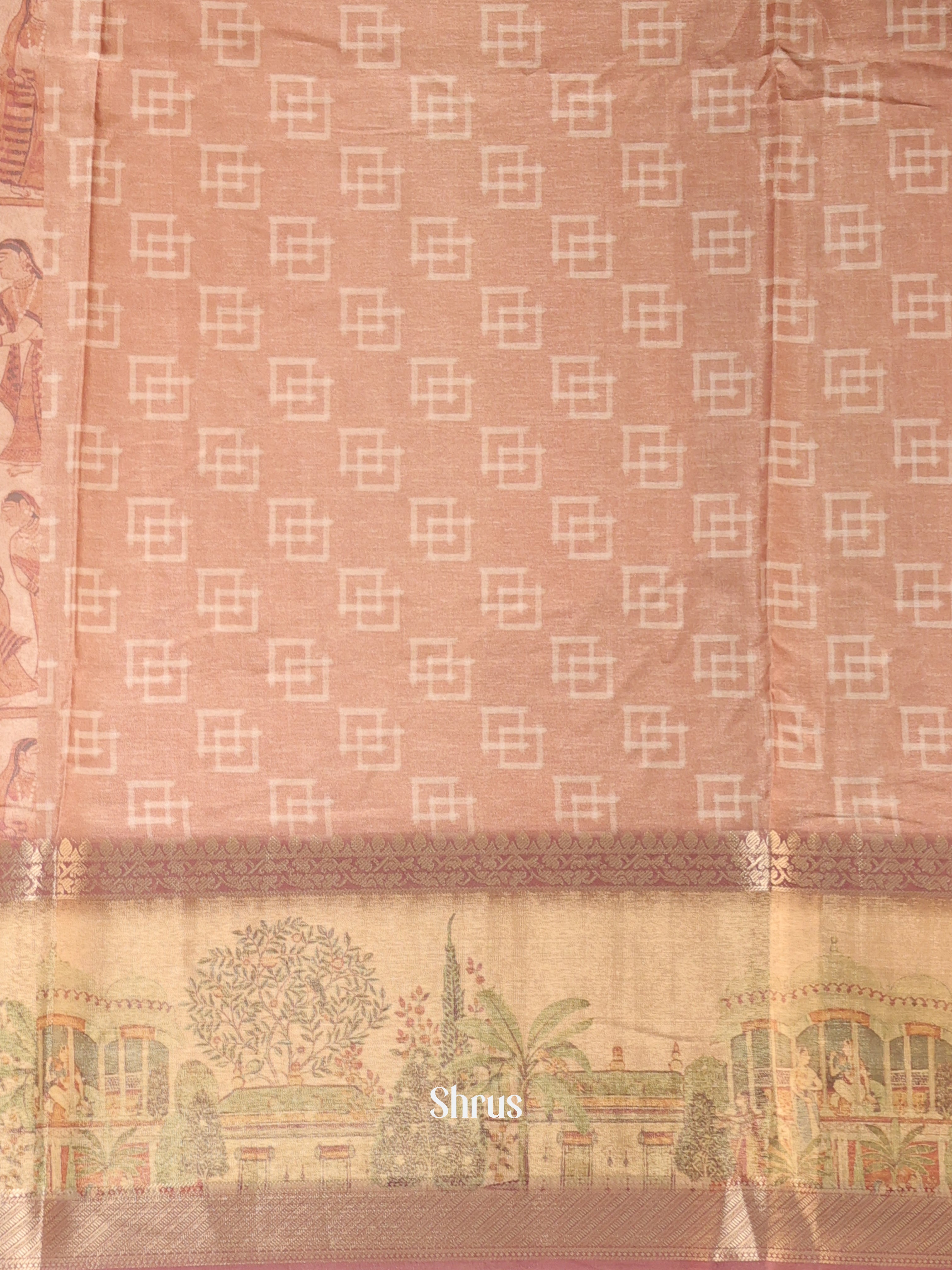 Brown - Semi Chanderi Saree - Shop on Shrus.com