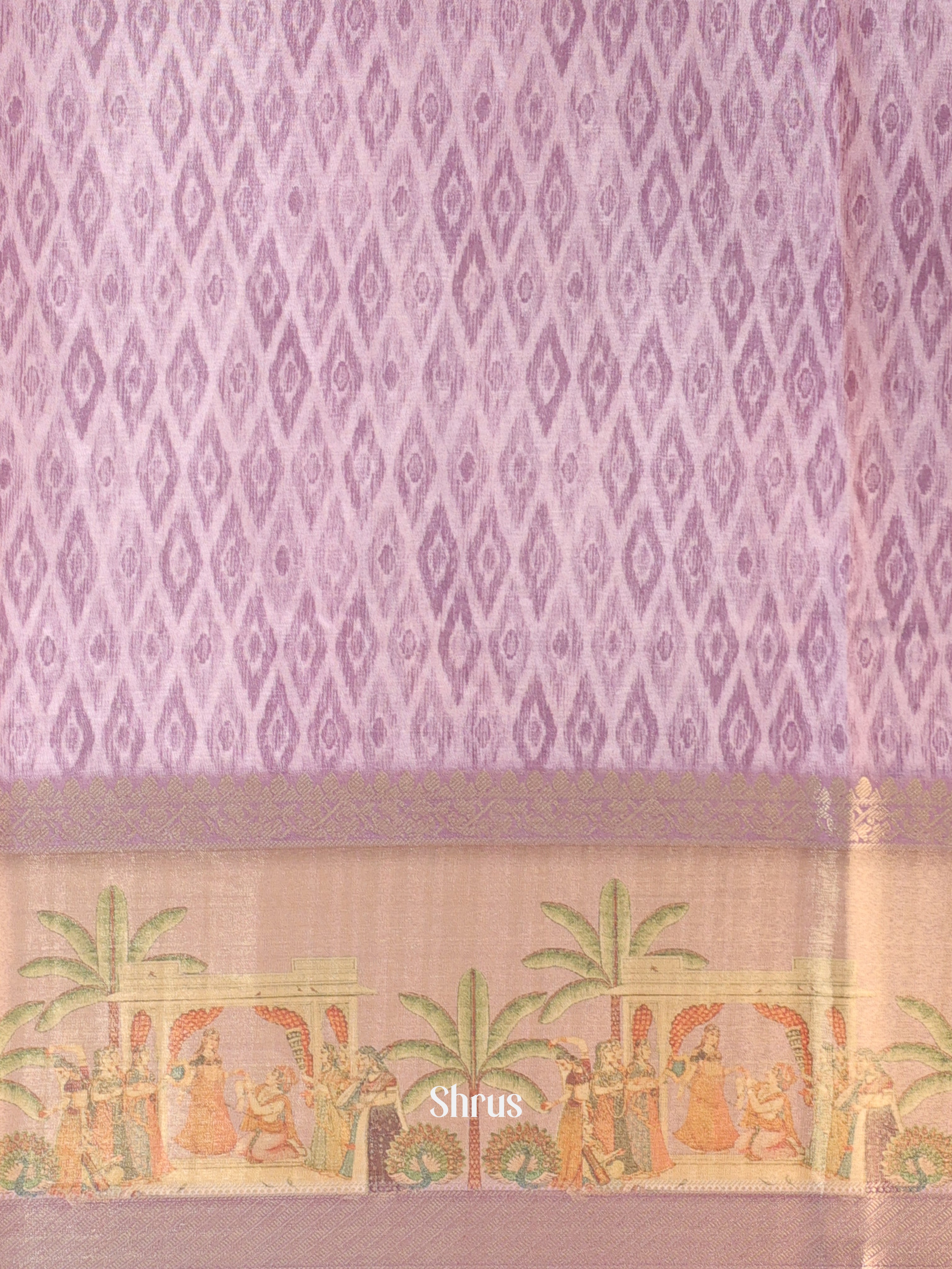 Lavender & Beige - Semi Chanderi Saree - Shop on Shrus.com