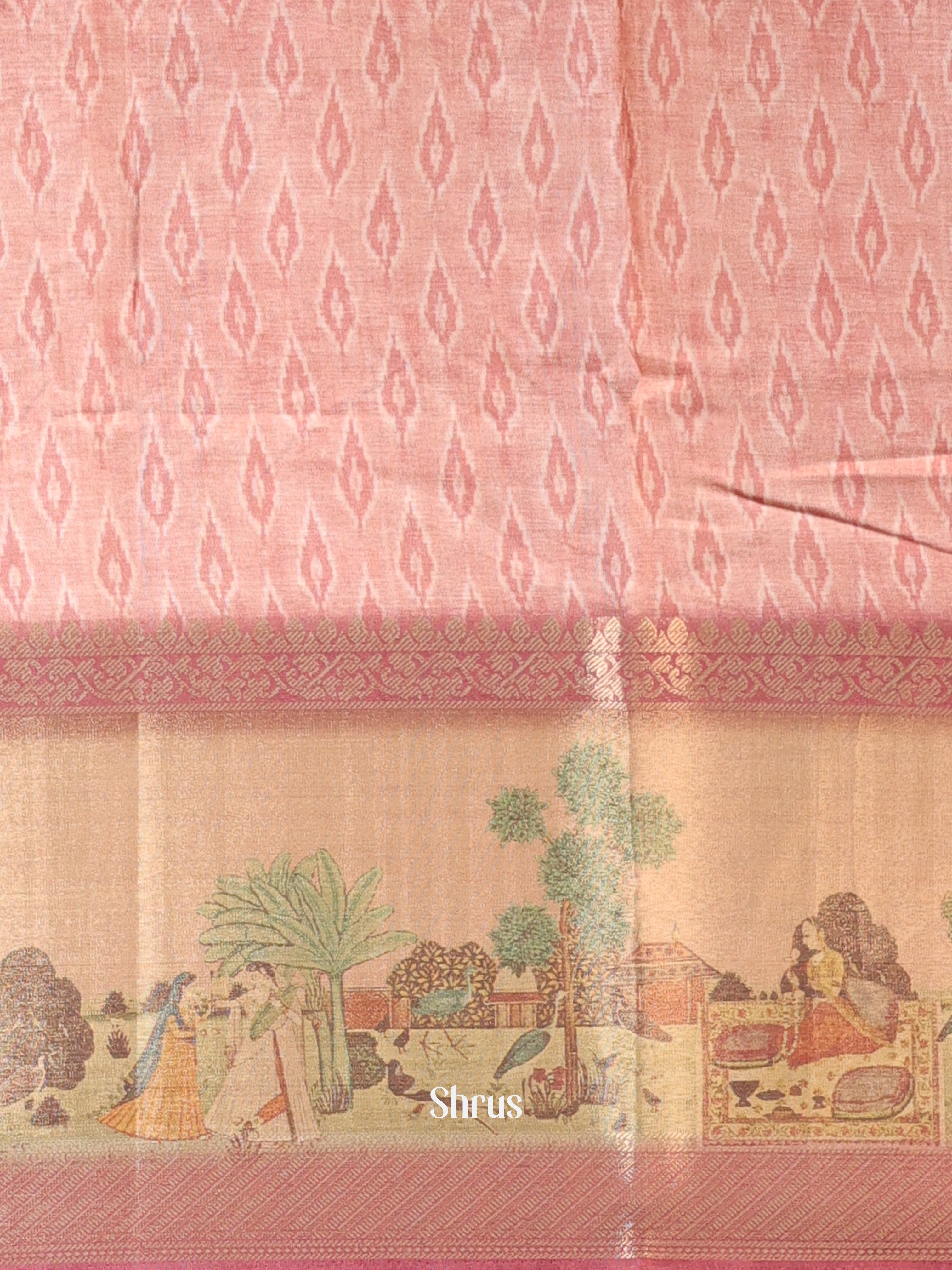 Pink - Semi Chanderi Saree - Shop on Shrus.com