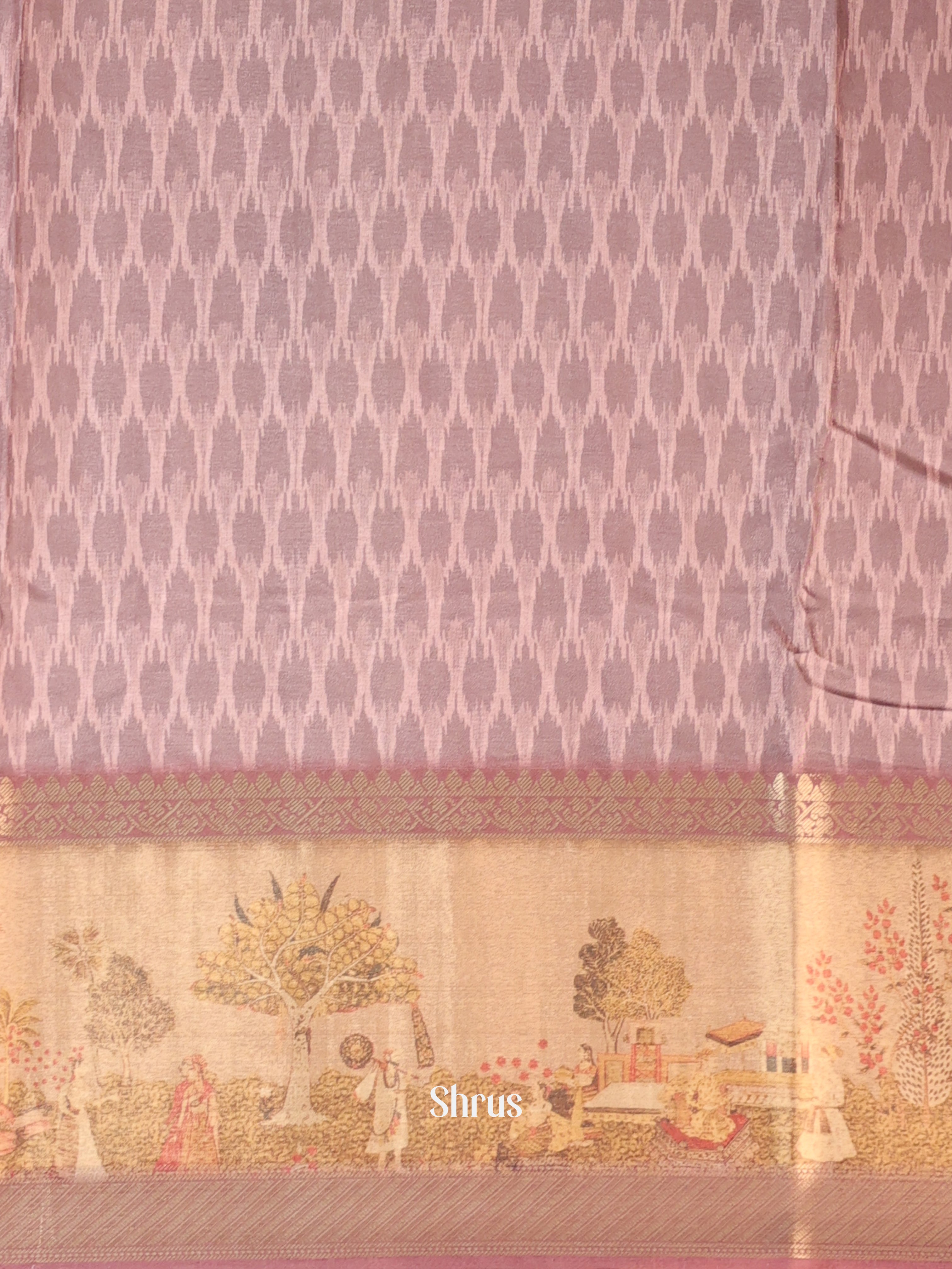 Mauve & Beige - Semi Chanderi Saree - Shop on Shrus.com
