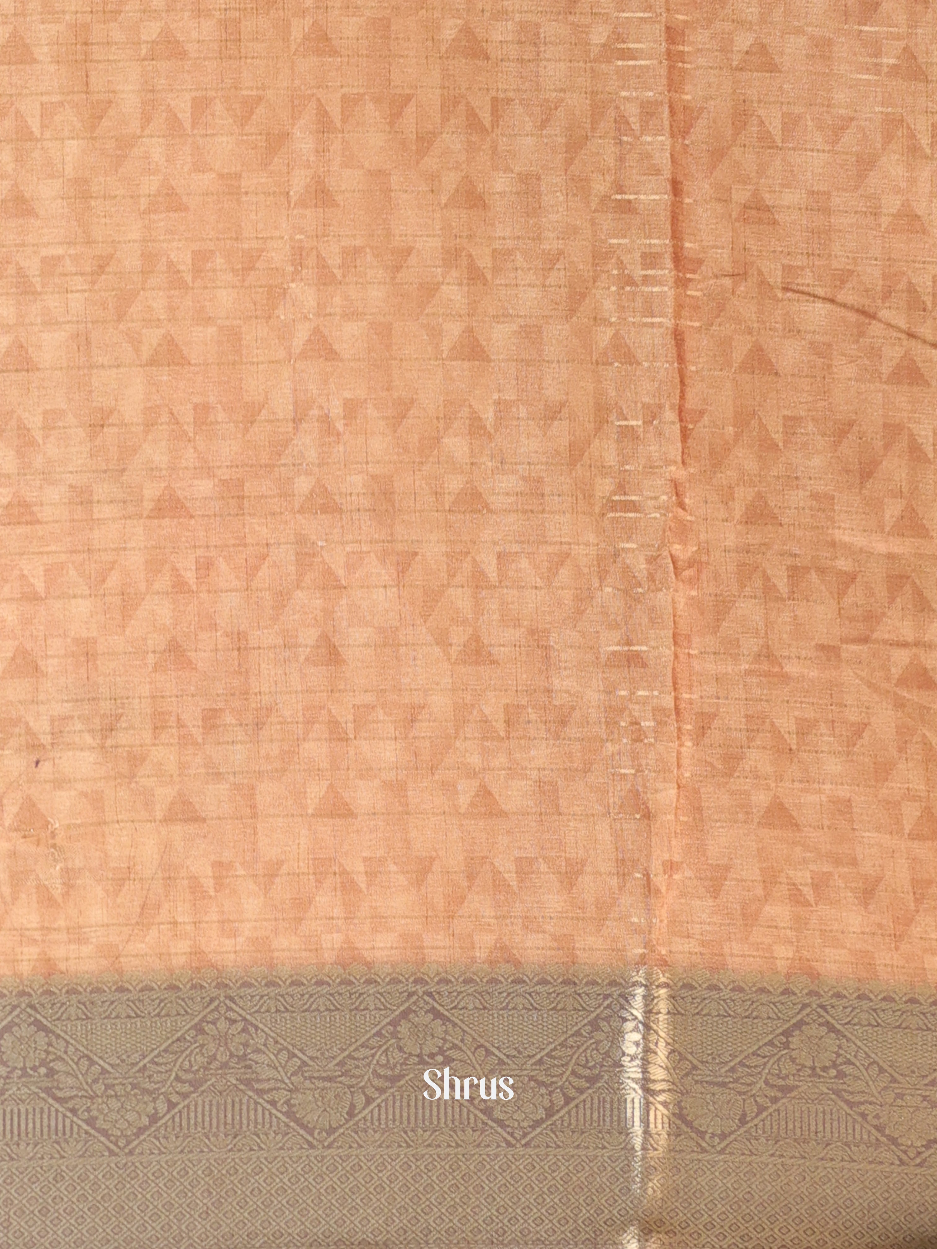 Peach & Brown- Semi Chanderi Saree - Shop on Shrus.com