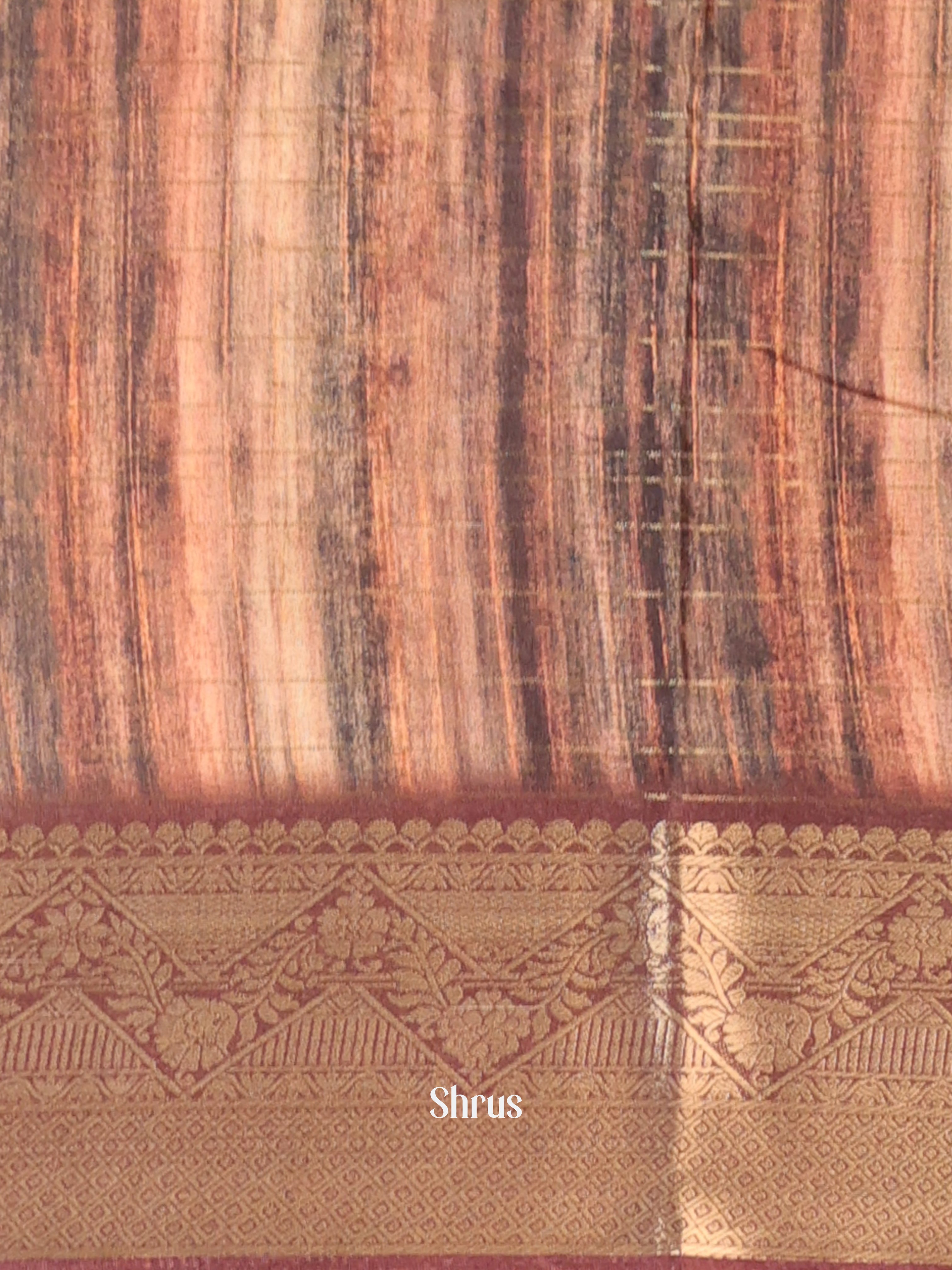 Dusty brown & Brown - Semi Chanderi Saree - Shop on Shrus.com