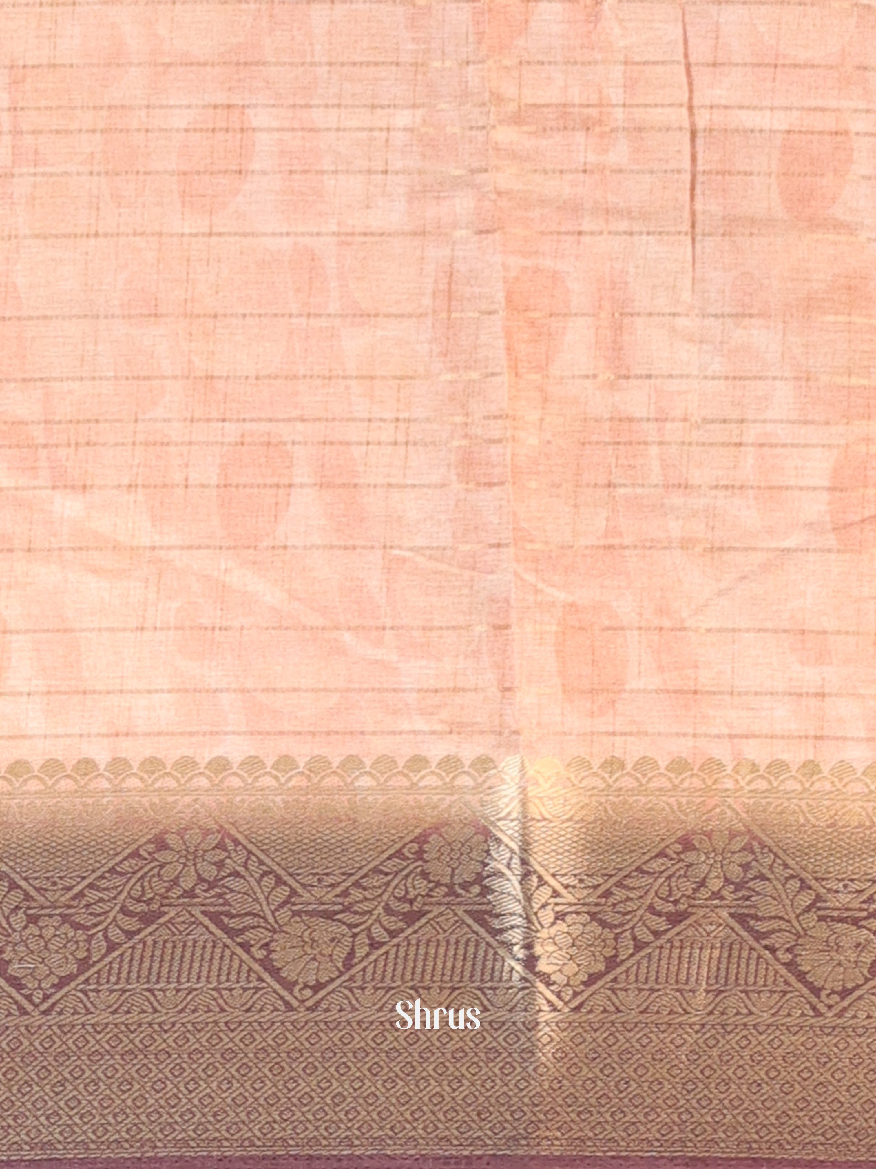 Peach & Brown - Semi Chanderi Saree - Shop on Shrus.com