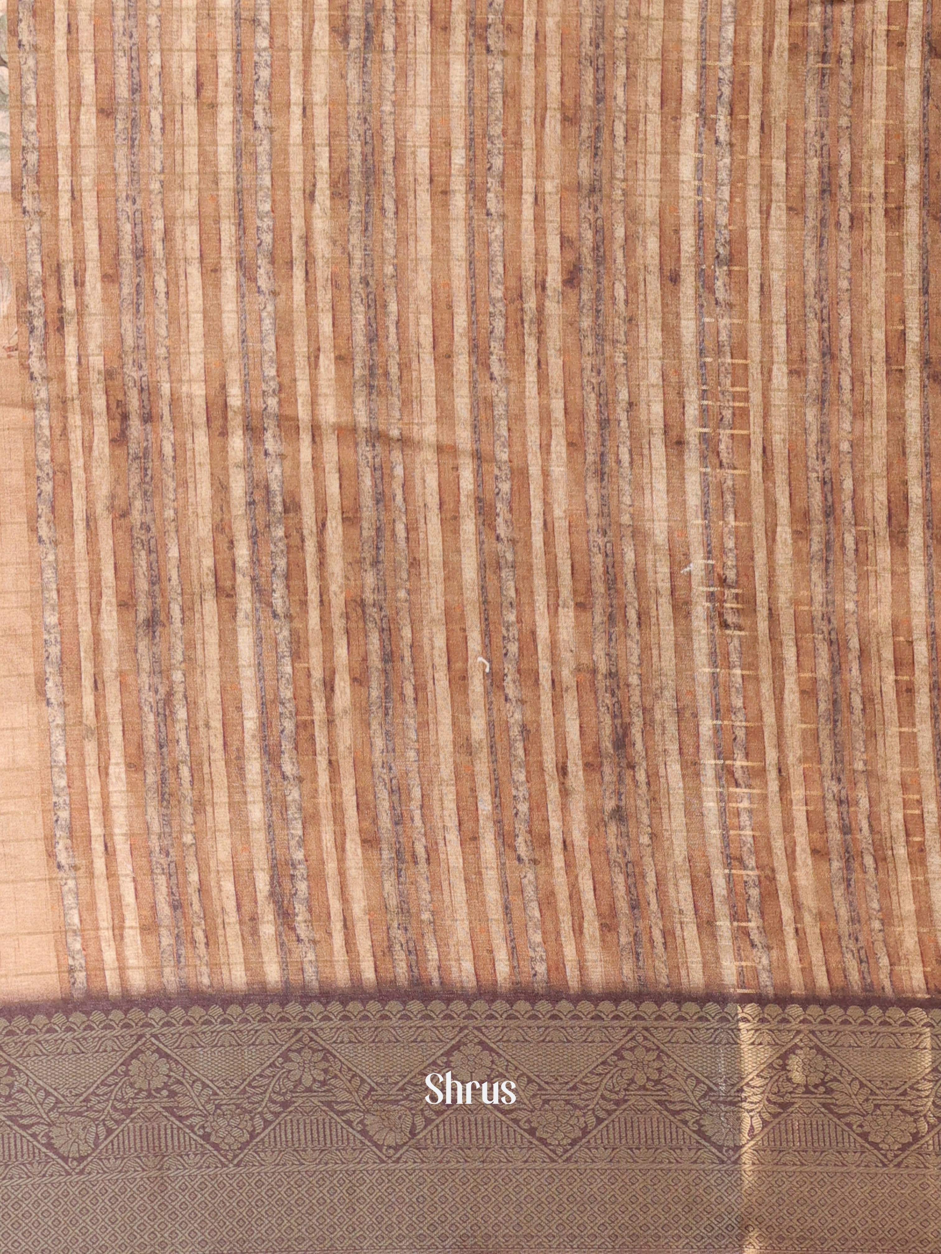 Brown - Semi Chanderi Saree - Shop on Shrus.com