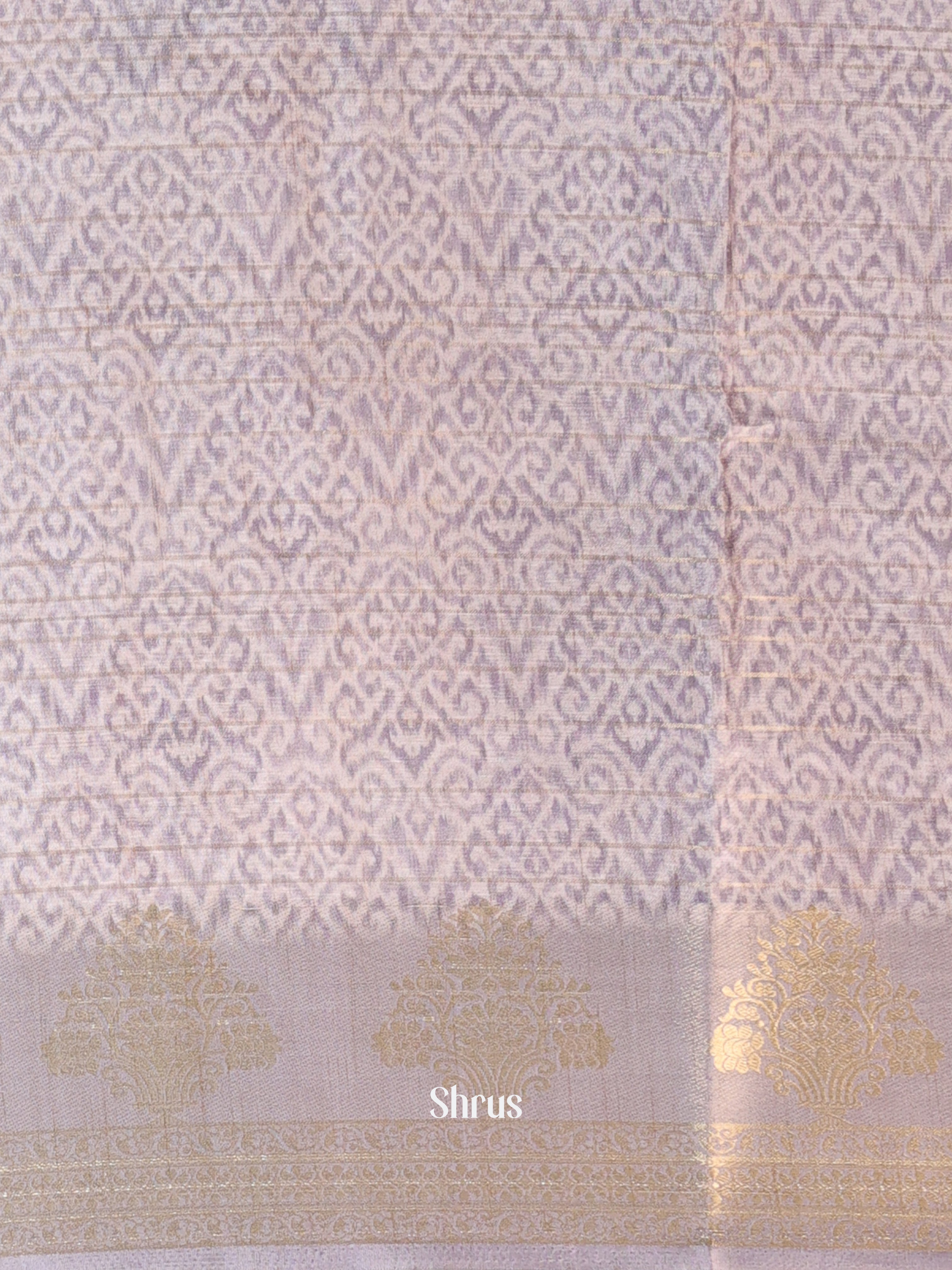 Cream & Lavender - Semi Chanderi Saree - Shop on Shrus.com