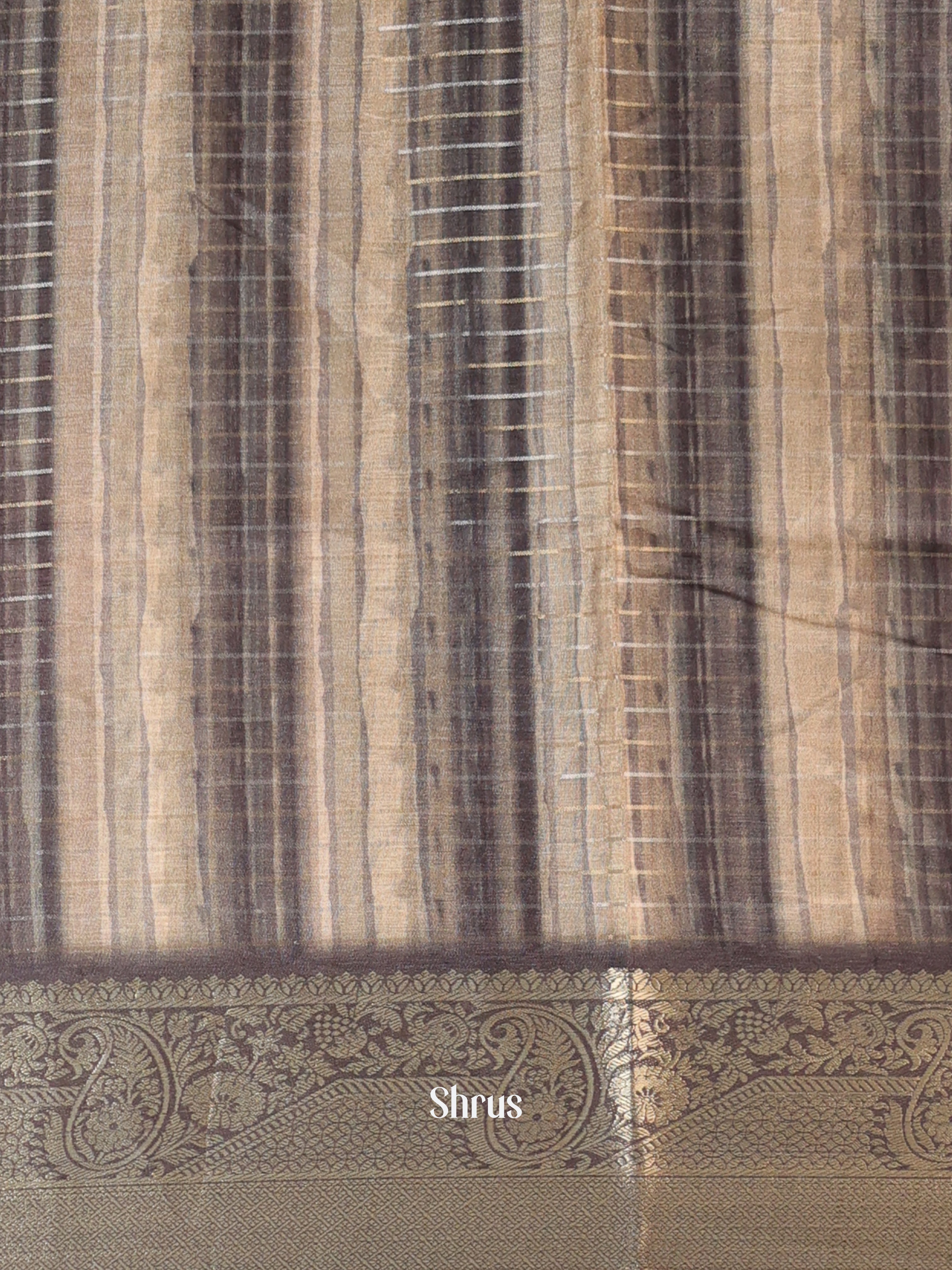 Grey - Semi Chanderi Saree - Shop on Shrus.com