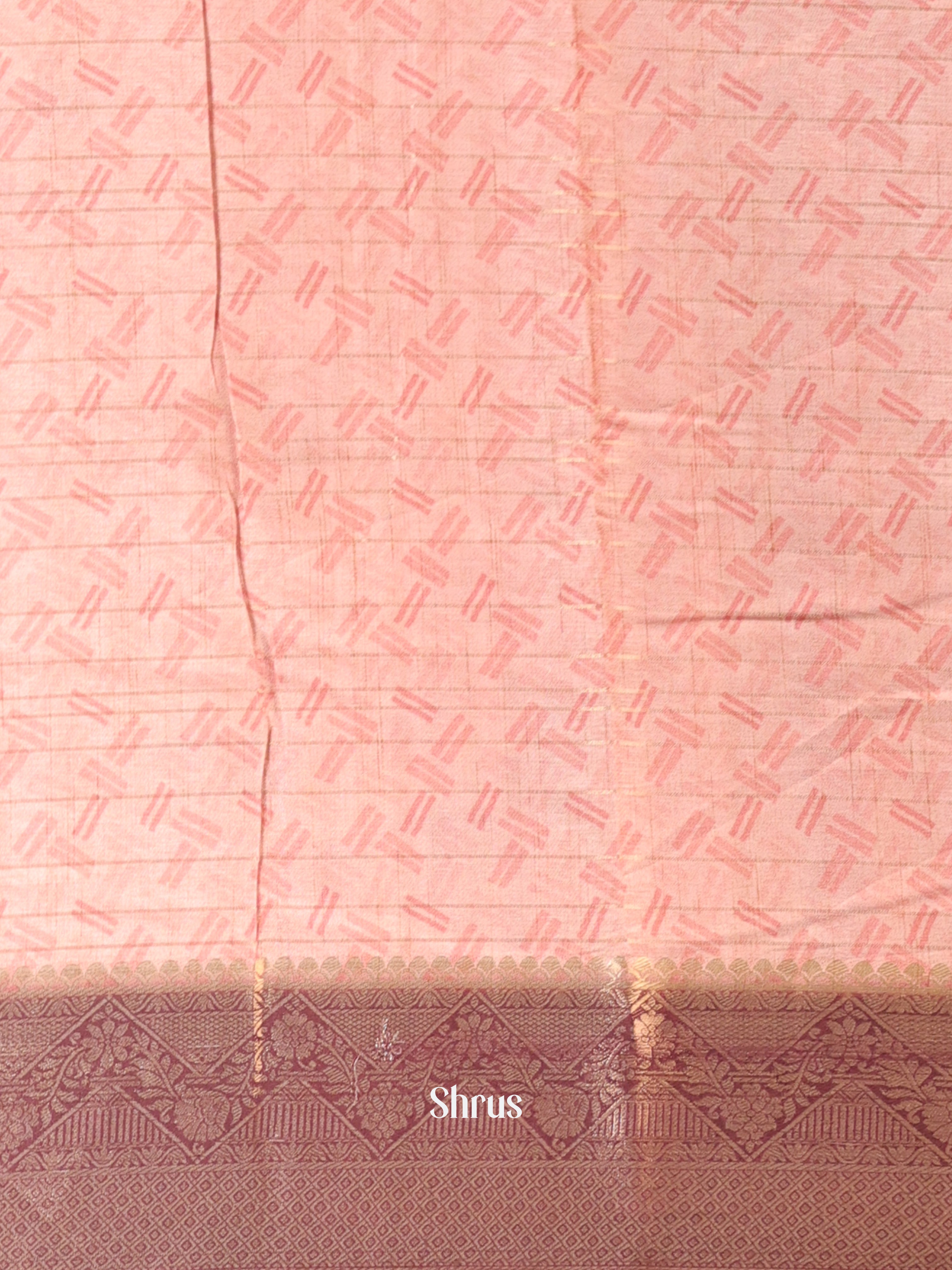 Peach & Green - Semi Chanderi Saree - Shop on Shrus.com