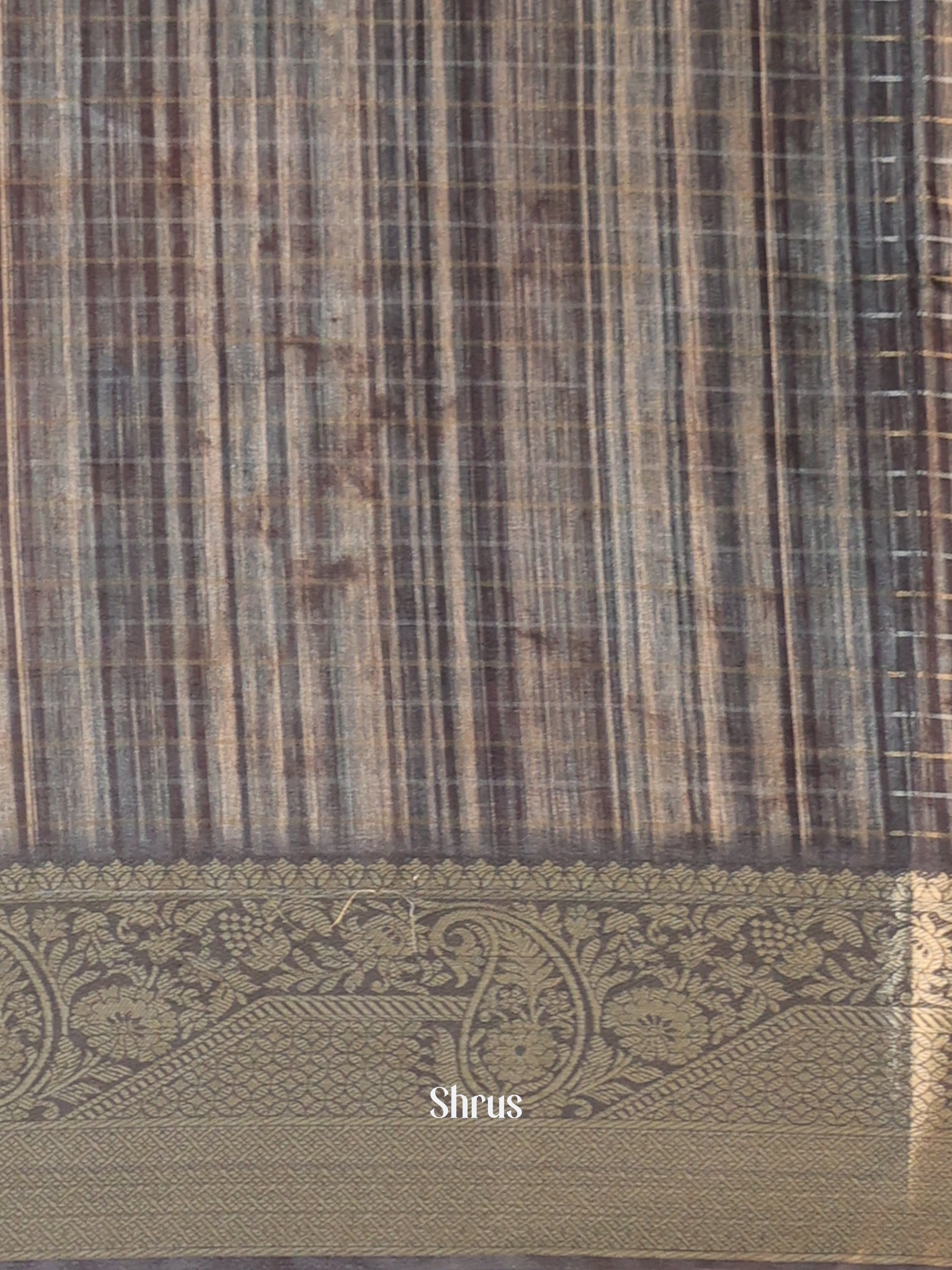 Grey - Semi Chanderi Saree - Shop on Shrus.com