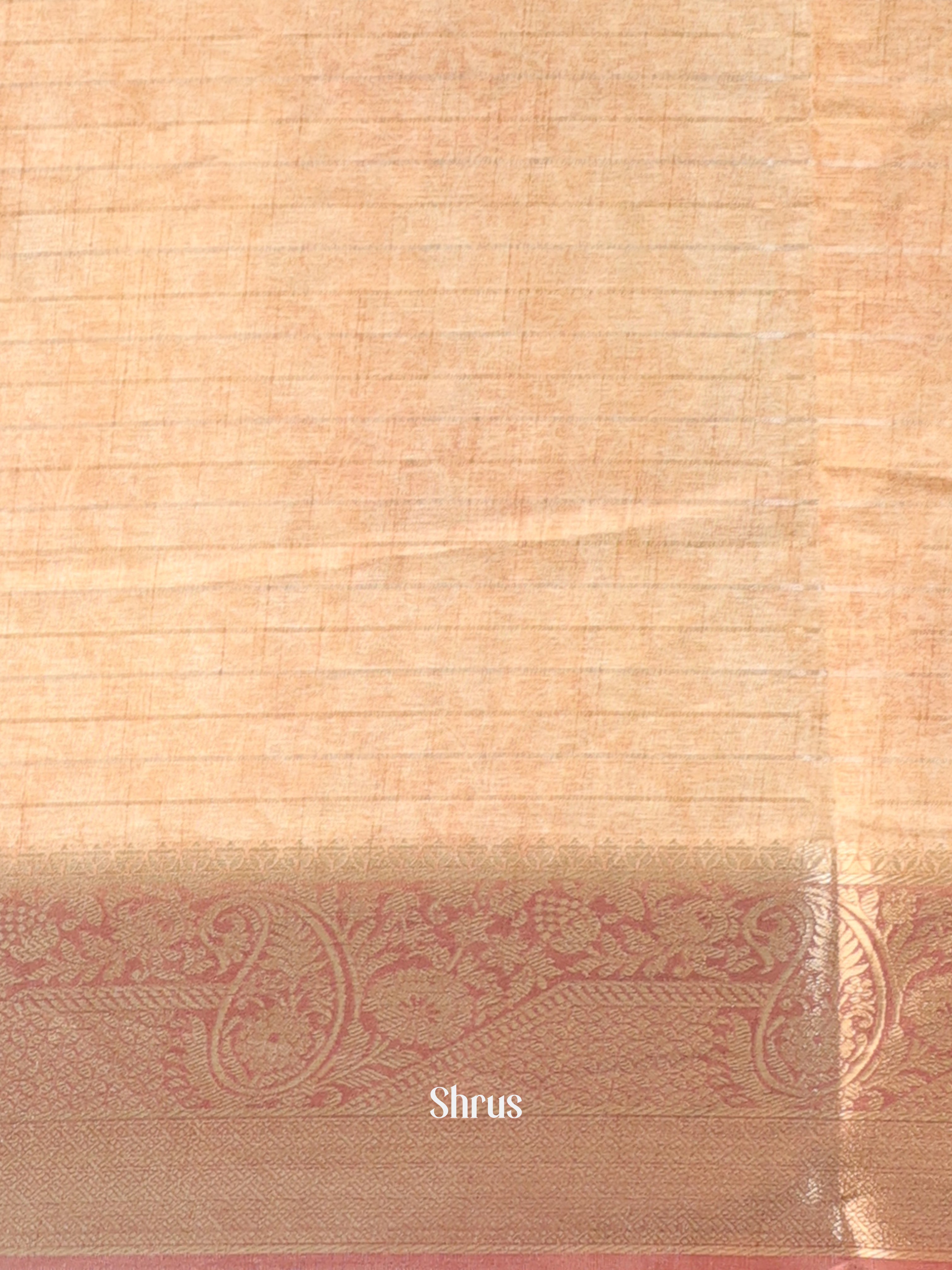 Cream & Brown- Semi Chanderi Saree - Shop on Shrus.com