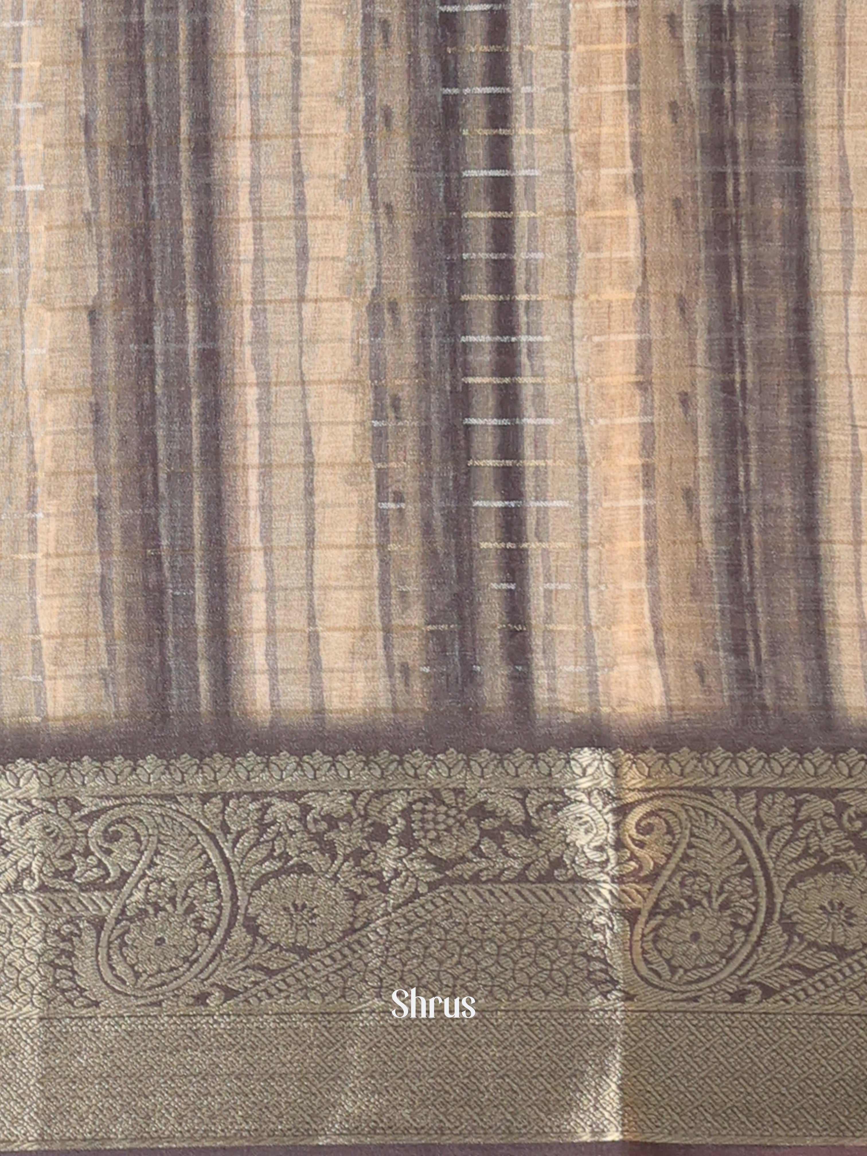 Grey - Semi Chanderi Saree - Shop on Shrus.com