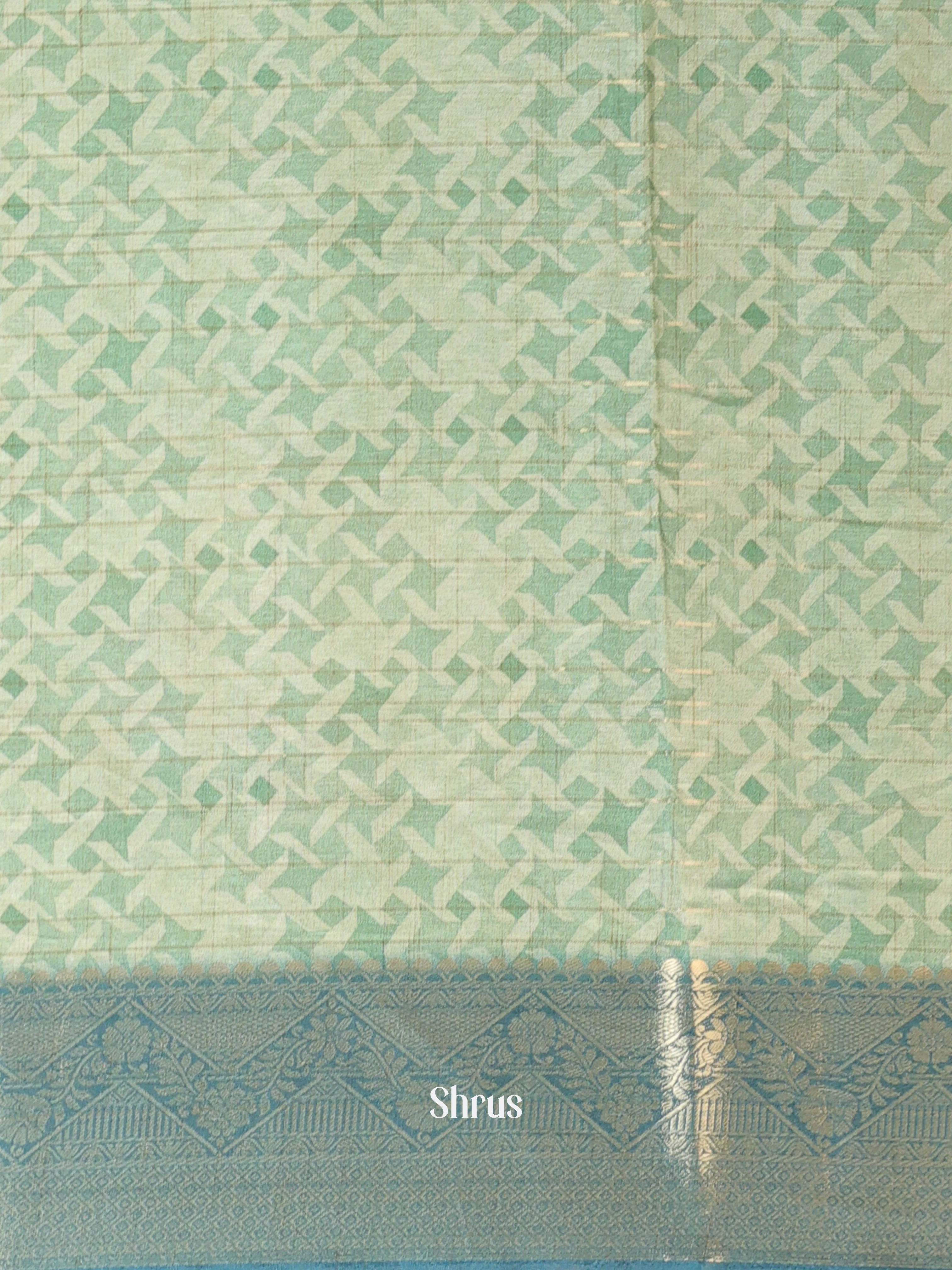 Green - Semi Chanderi Saree - Shop on Shrus.com