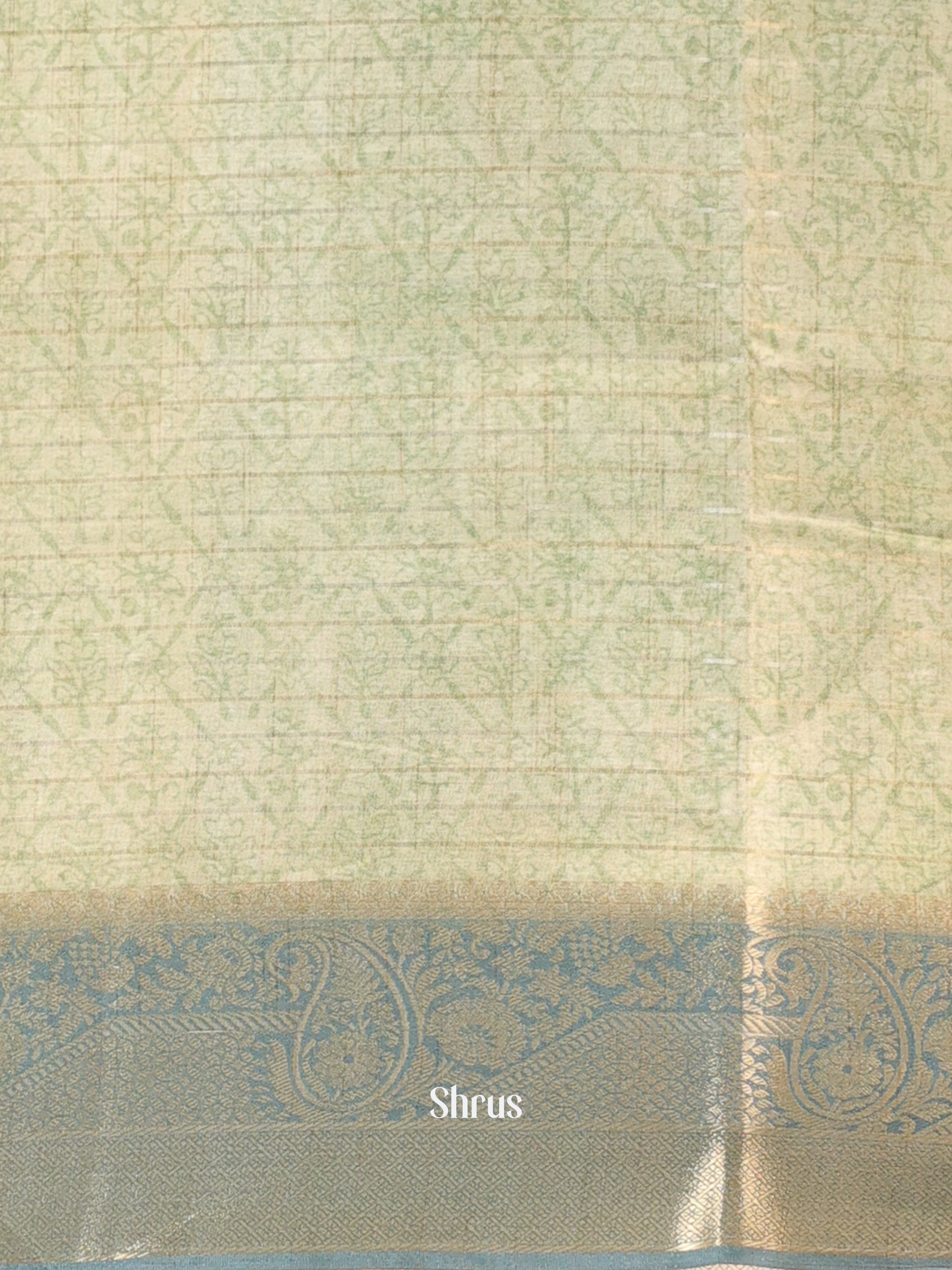 Lite Green - Semi Chanderi Saree - Shop on Shrus.com