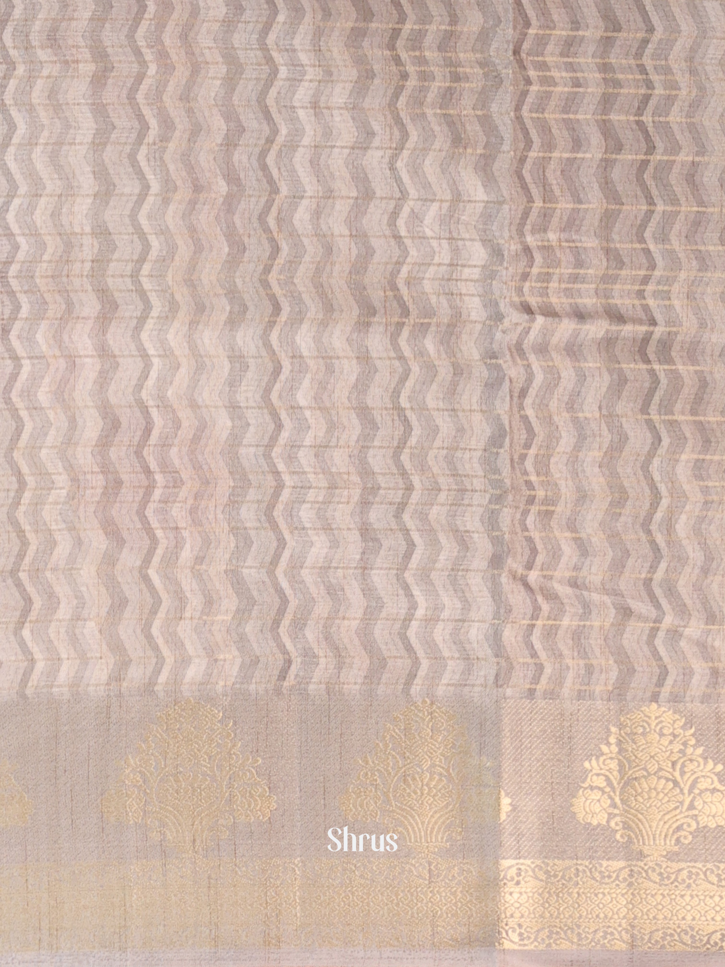 Cream & Grey - Semi Chanderi Saree - Shop on Shrus.com