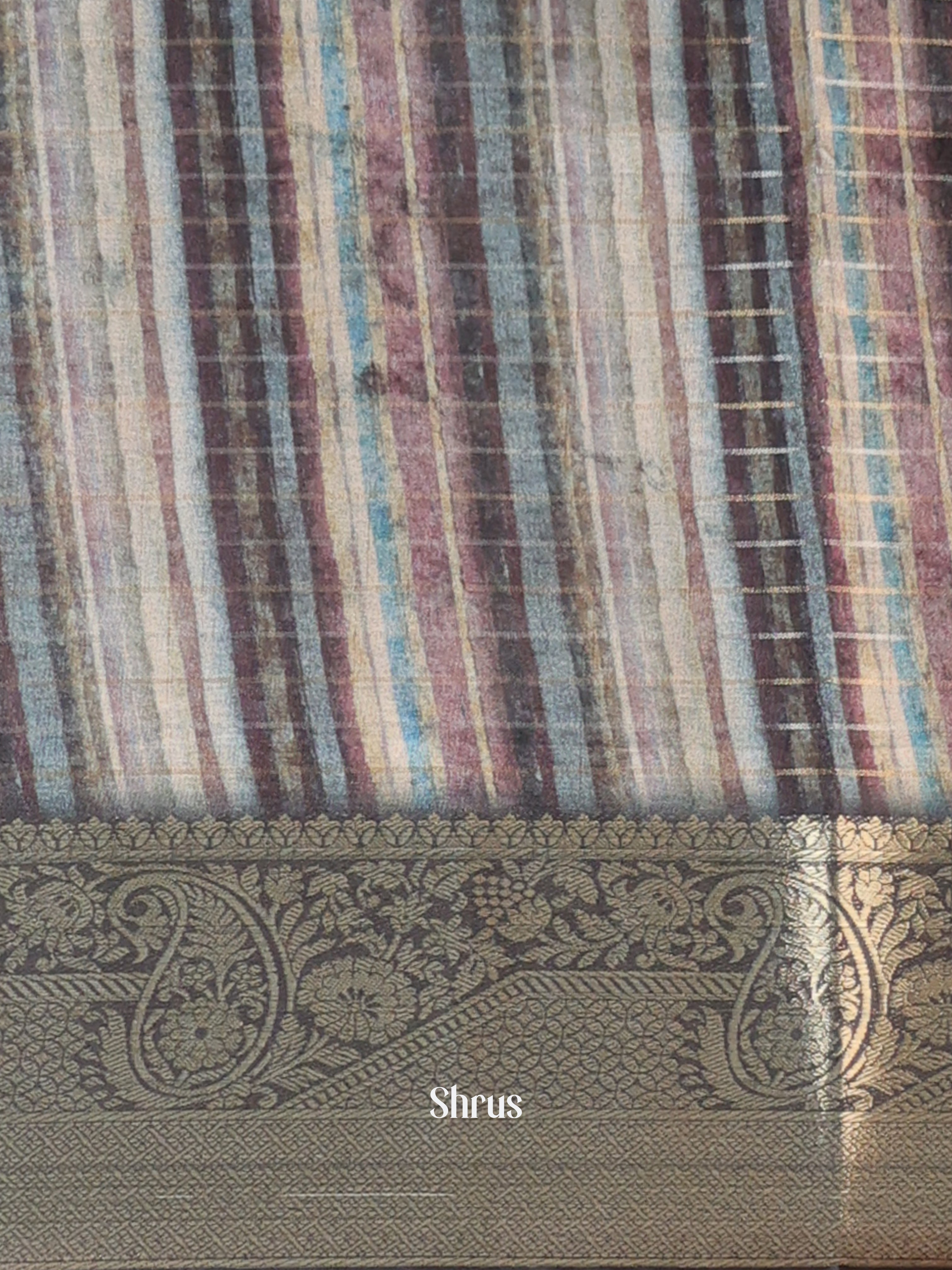 Blue - Semi Chanderi Saree - Shop on Shrus.com