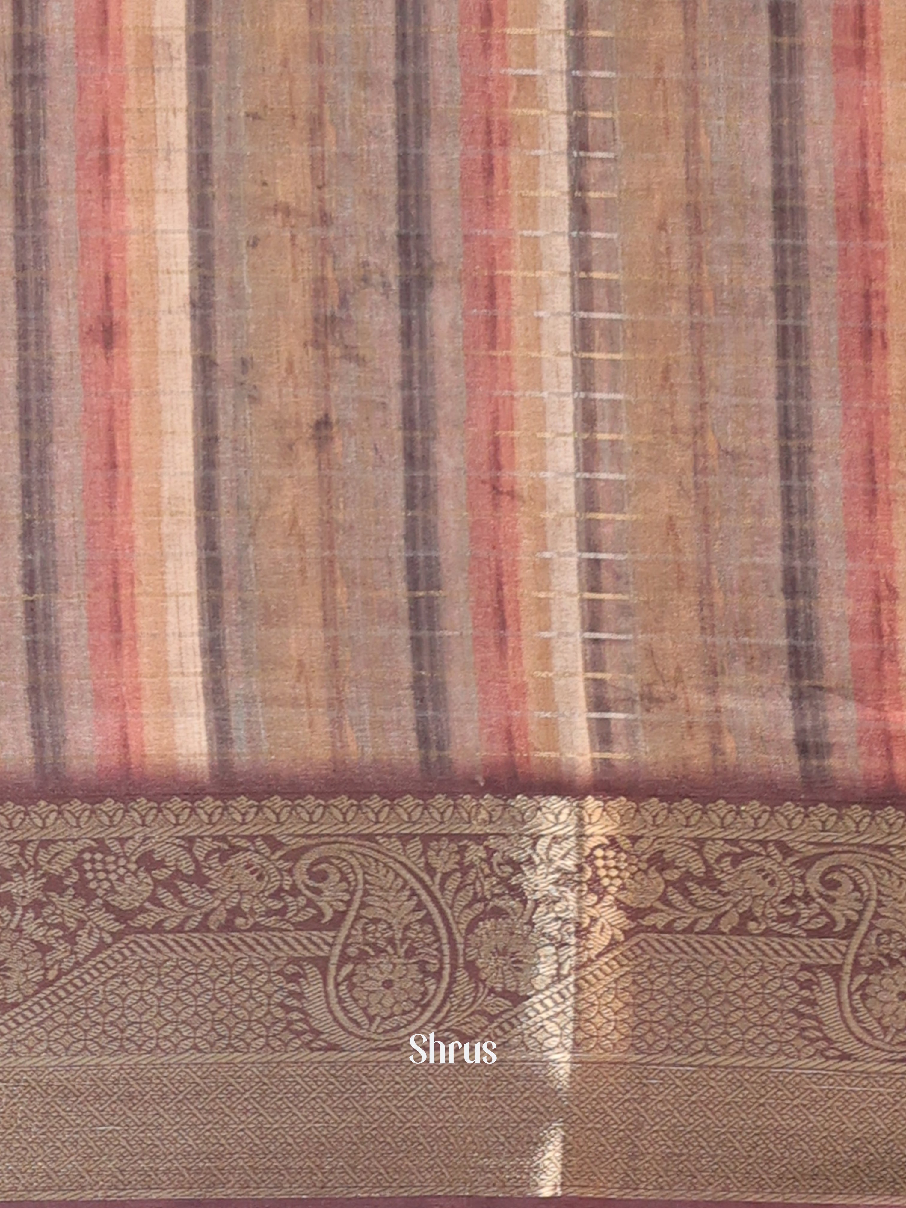 Purple & Brown - Semi Chanderi Saree - Shop on Shrus.com