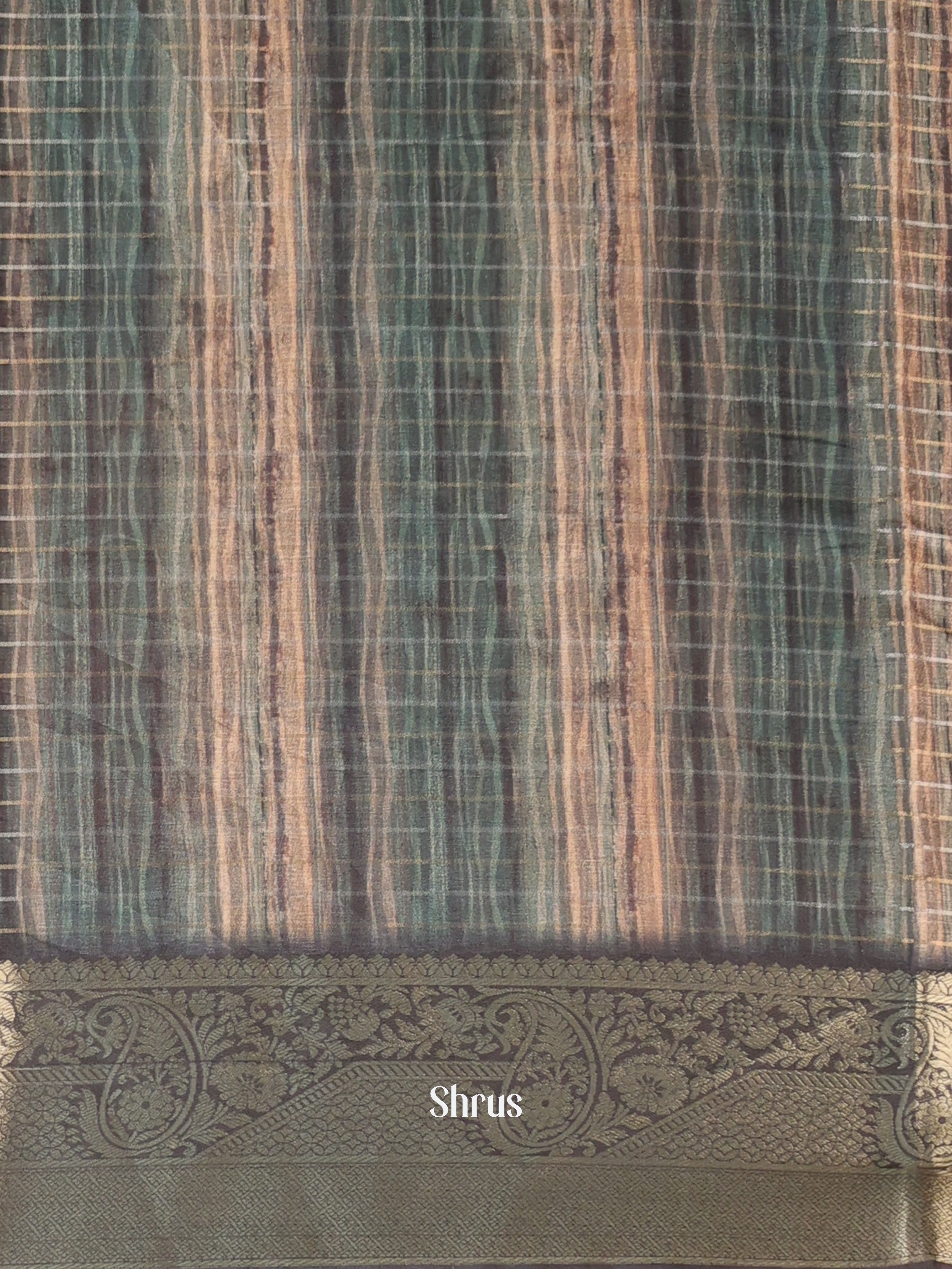 Green - Semi Chanderi Saree - Shop on Shrus.com