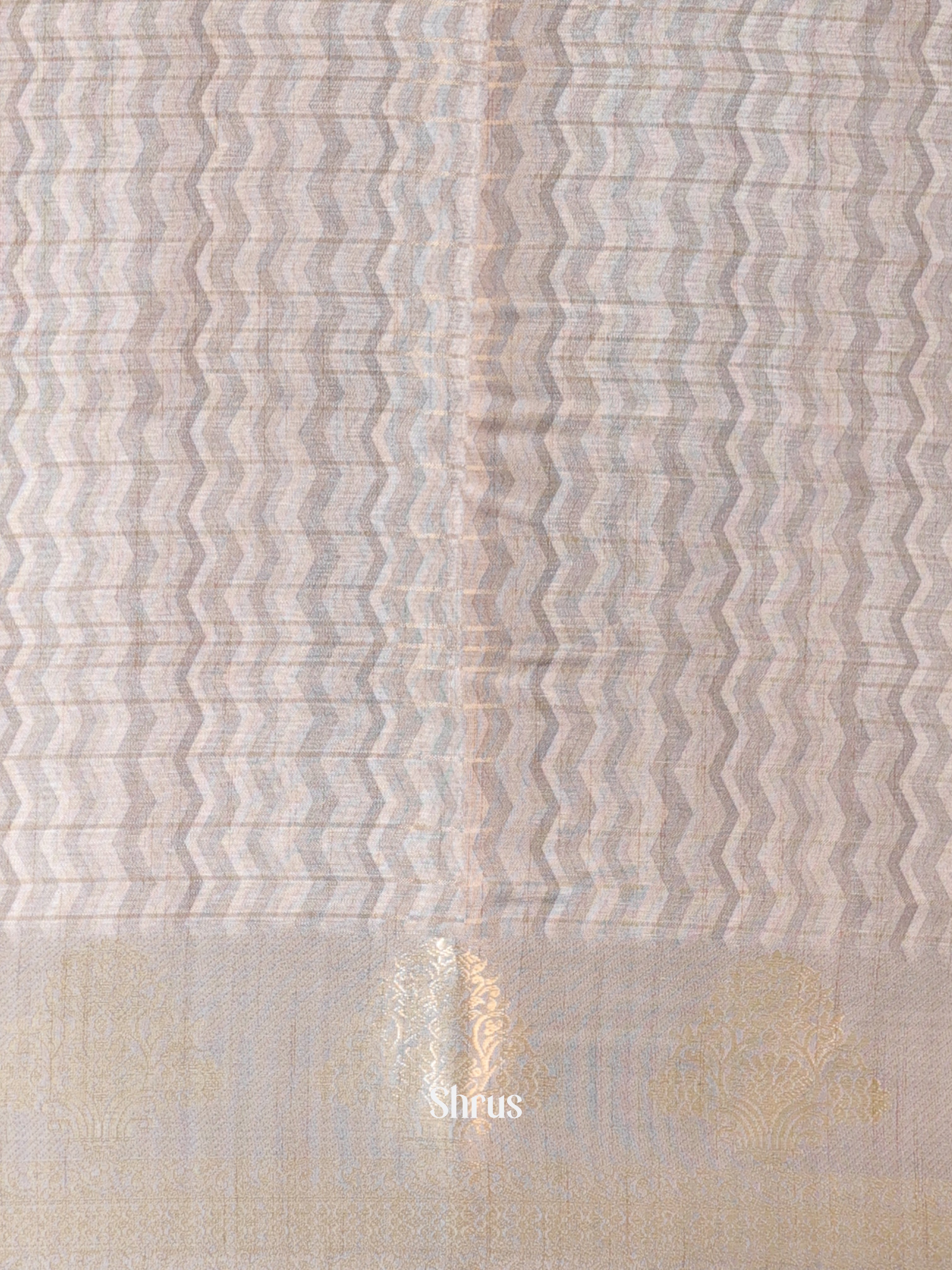 Lite Green & Grey - Semi Chanderi Saree - Shop on Shrus.com