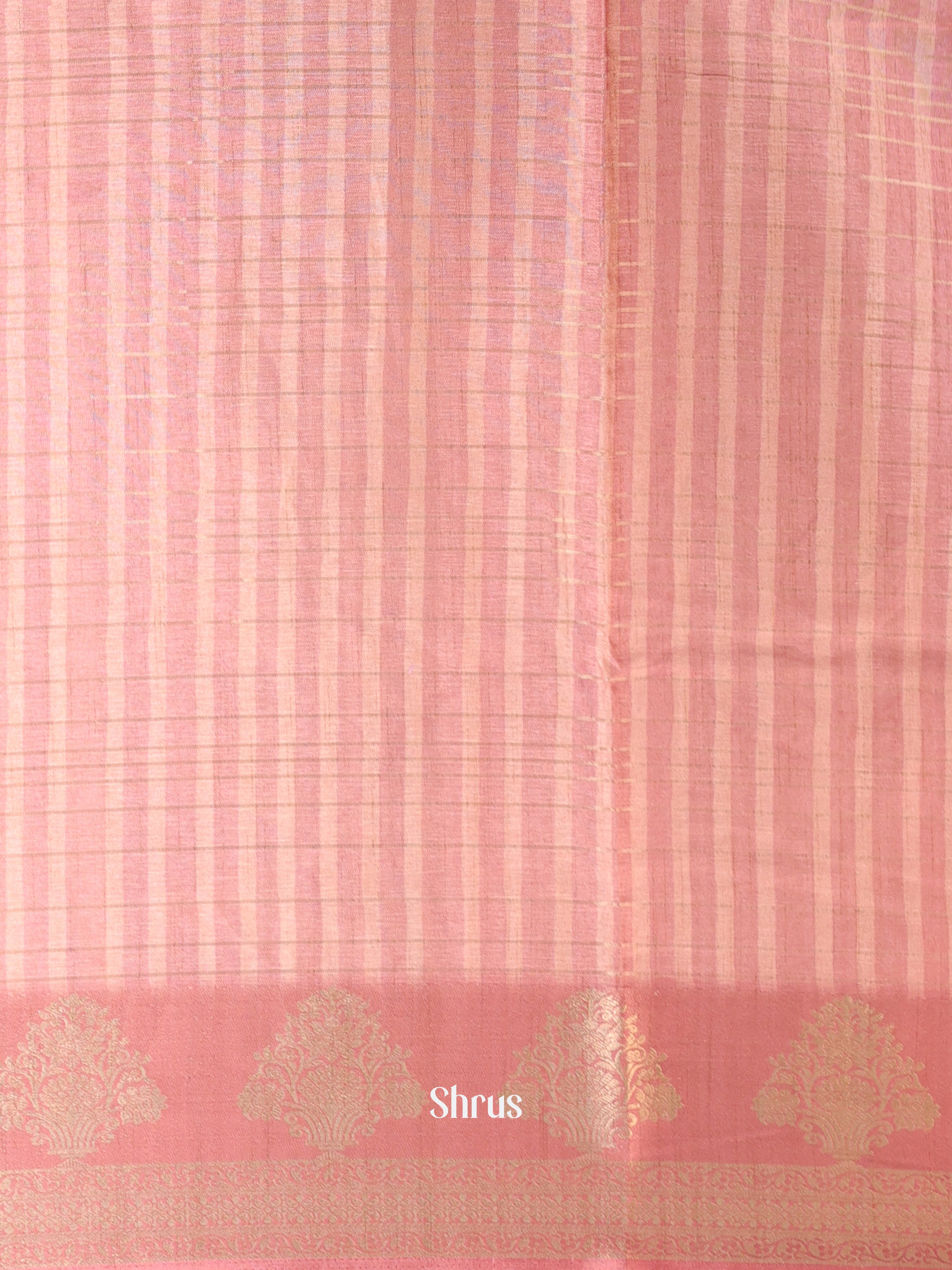 Peach & Brown- Semi Chanderi Saree - Shop on Shrus.com