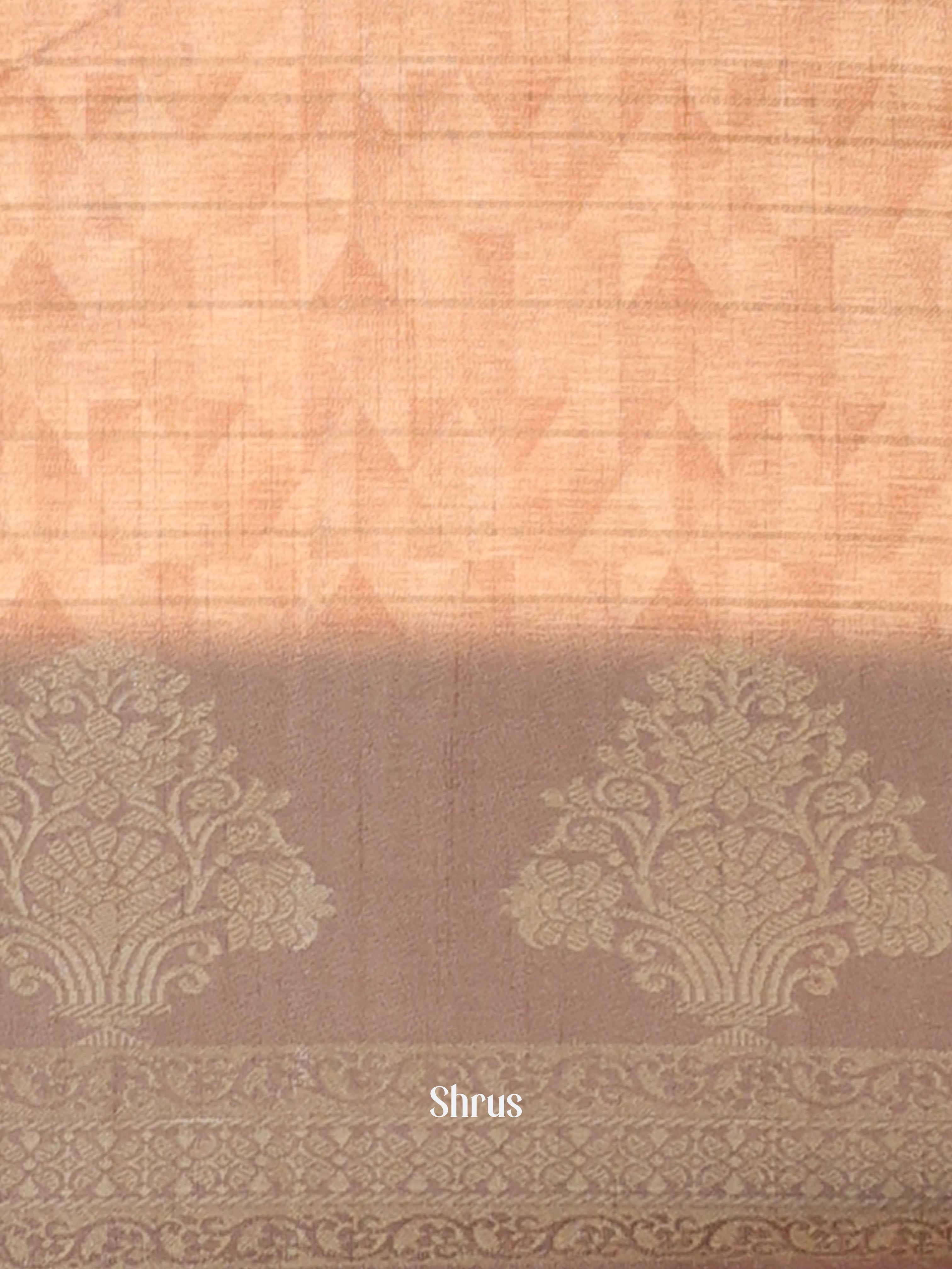 Peach & Brown - Semi Chanderi Saree - Shop on Shrus.com
