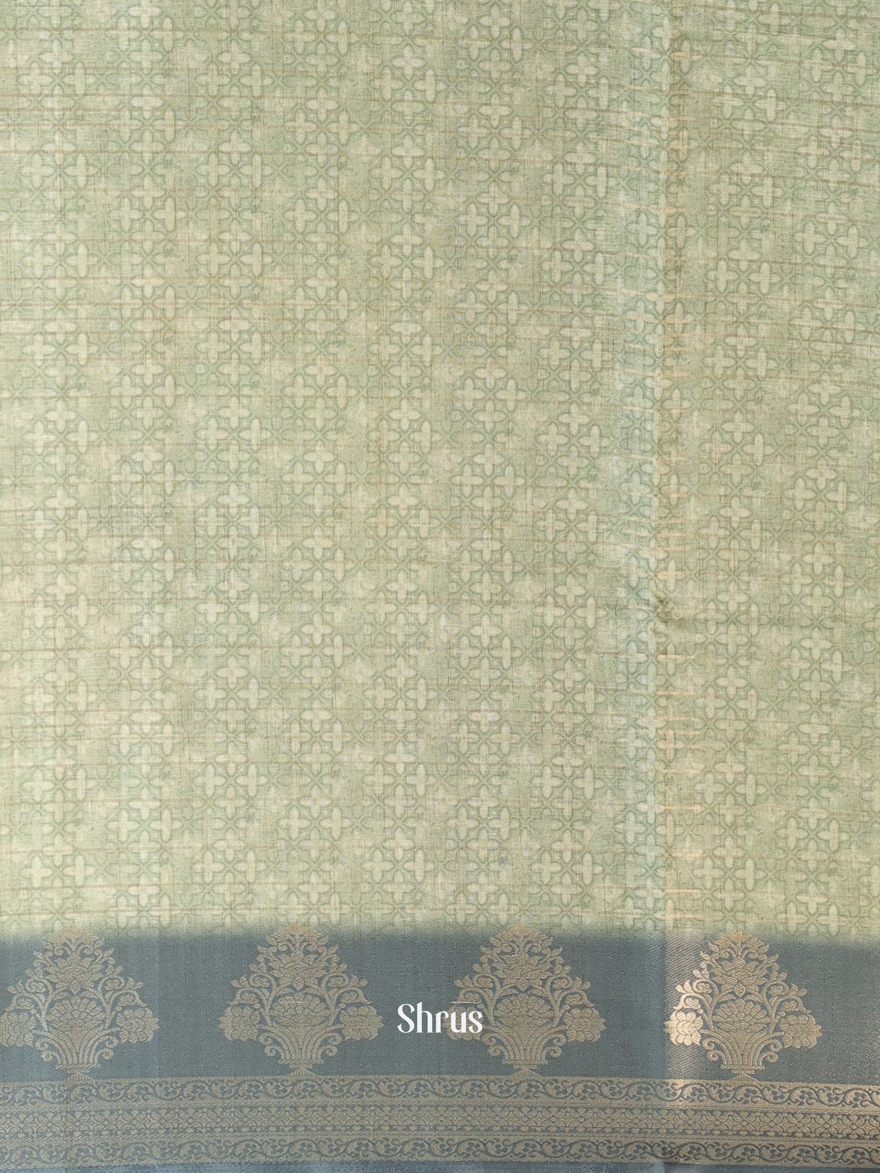 Green & Brown - Semi Chanderi Saree - Shop on Shrus.com