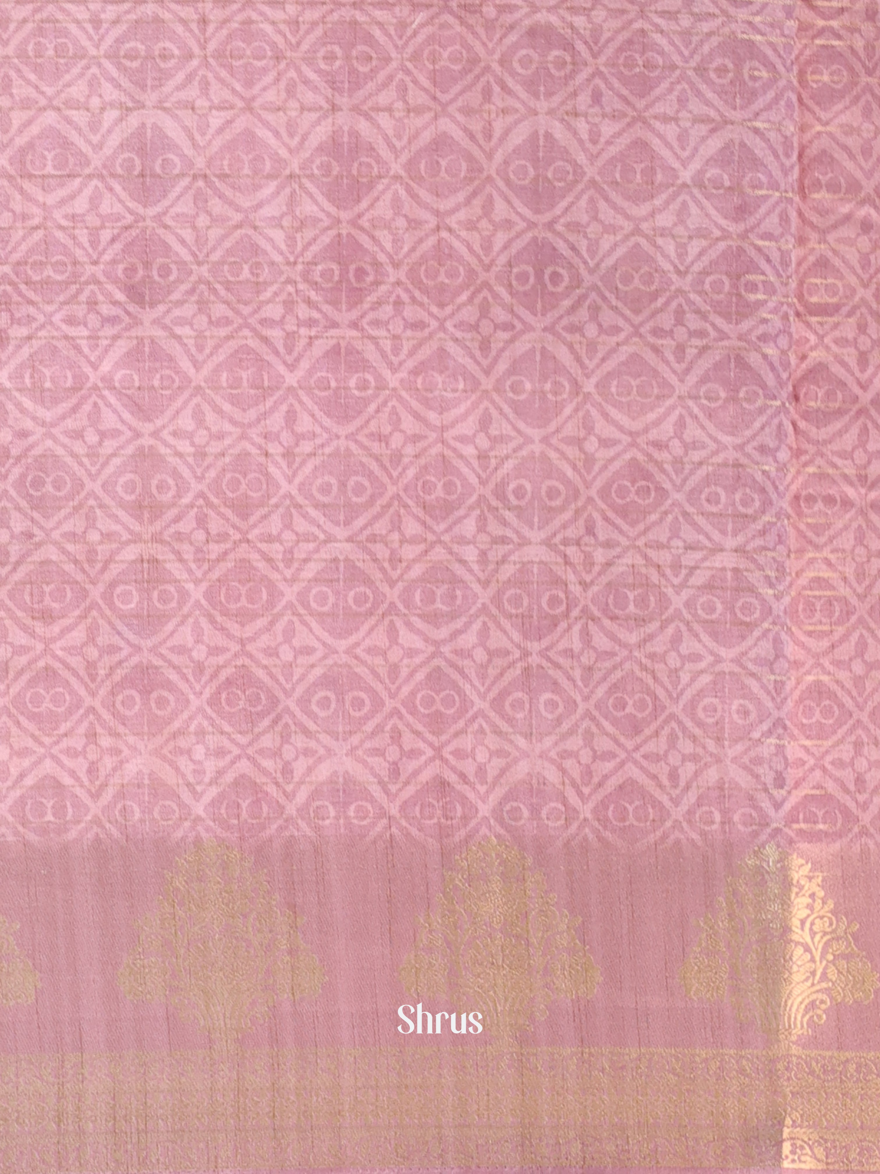 Pink & Brown - Semi Chanderi Saree - Shop on Shrus.com