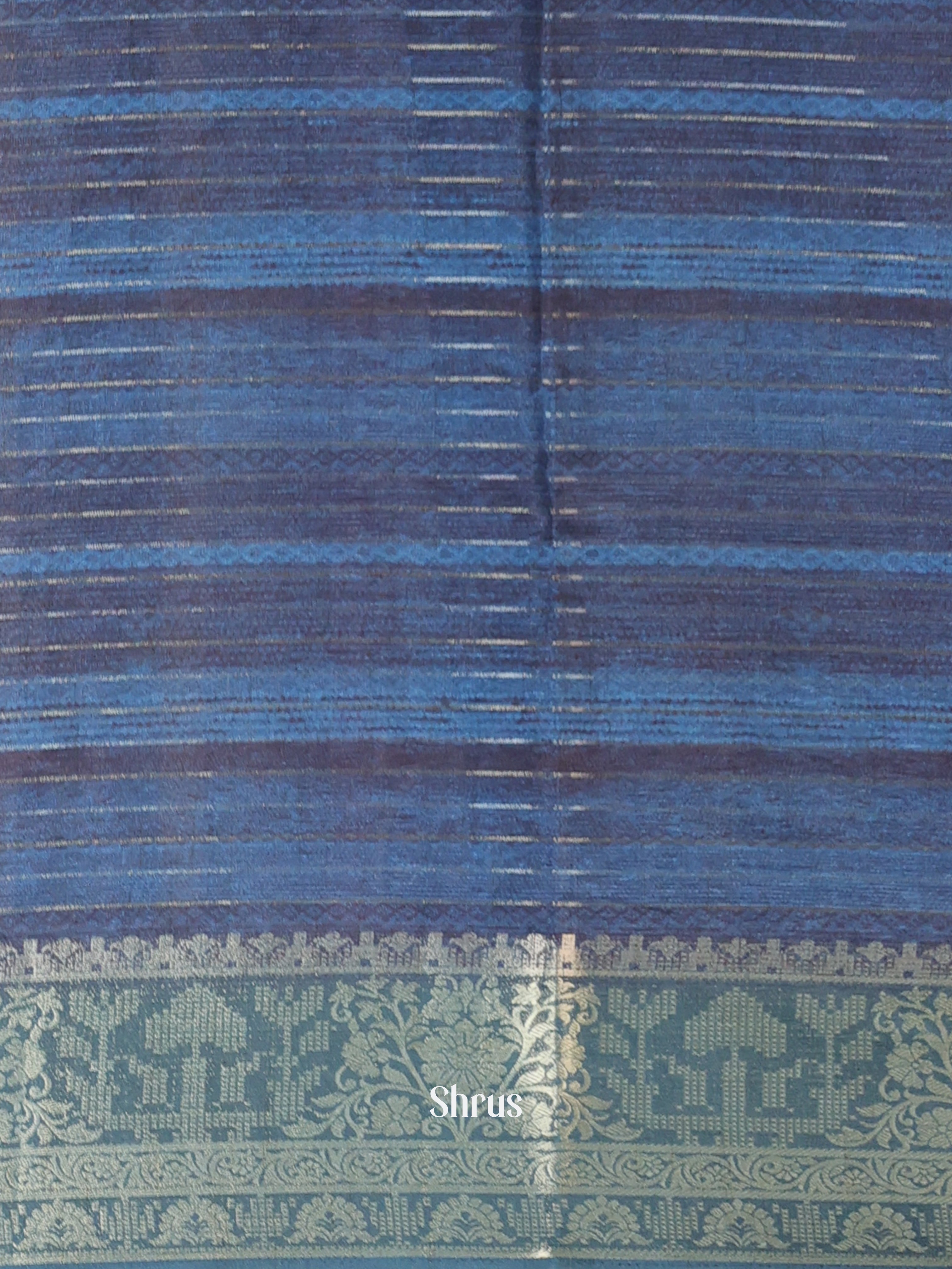 Blue & Brown - Semi Chanderi Saree - Shop on Shrus.com