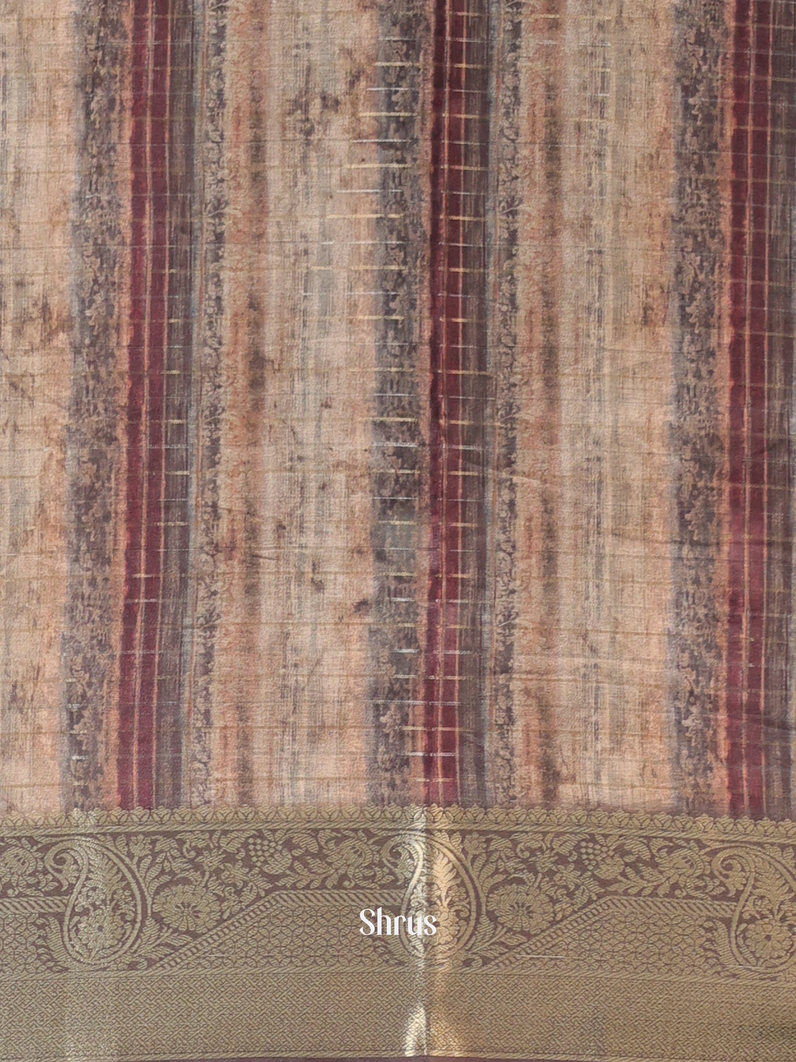 Grey - Semi Chanderi Saree - Shop on Shrus.com