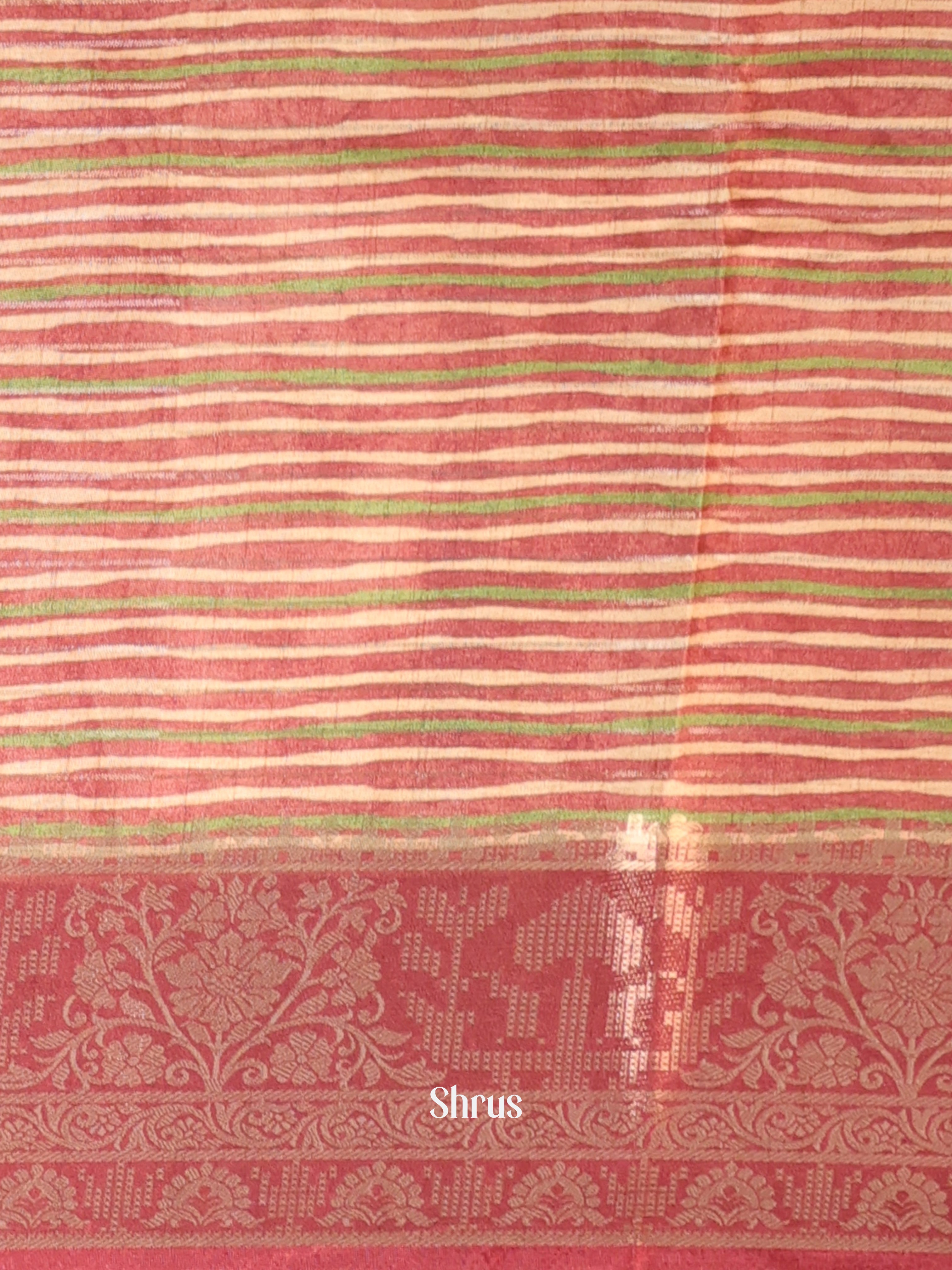 Green & Brown - Semi Chanderi Saree - Shop on Shrus.com