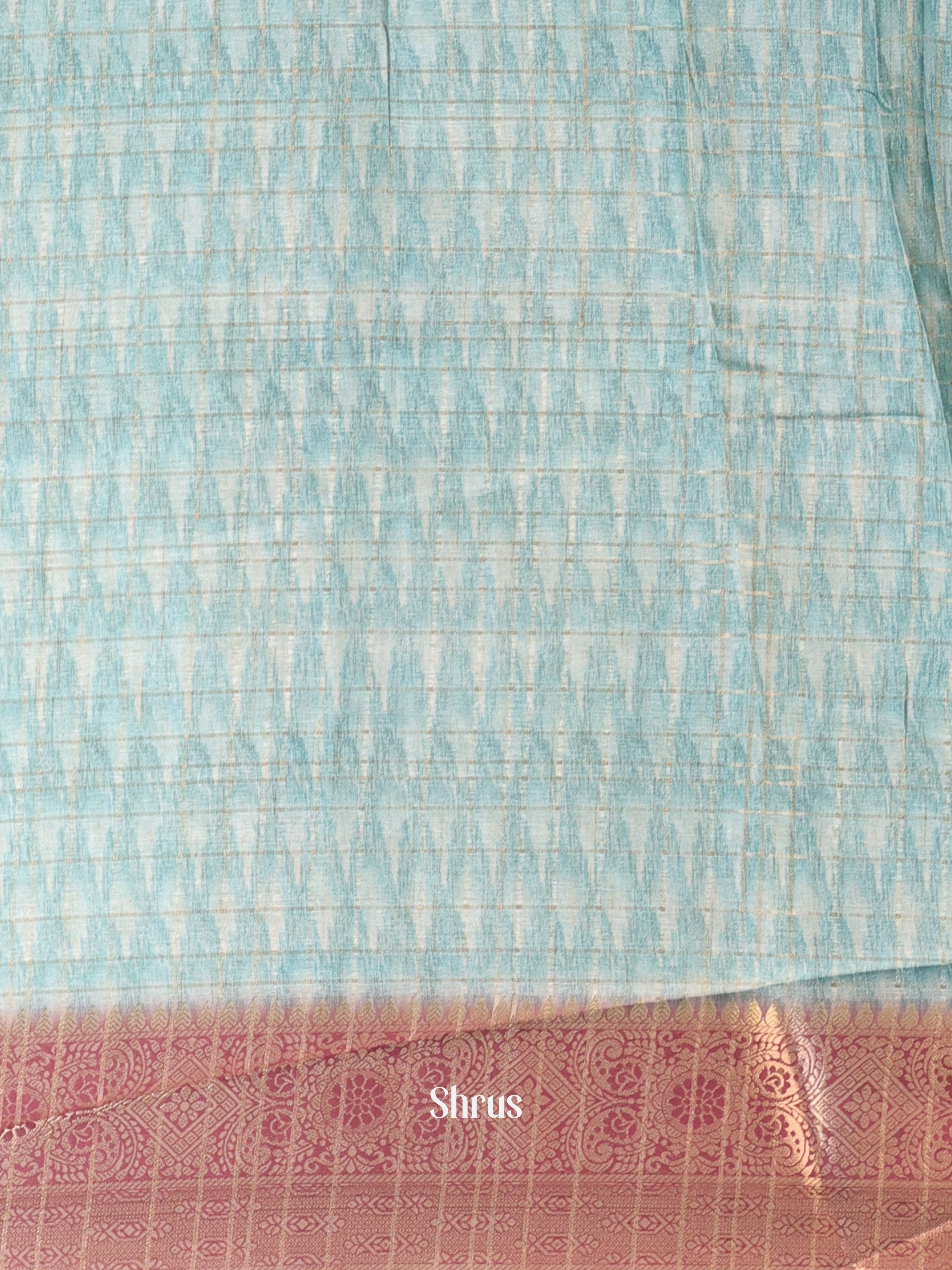 Blue & Brown - Semi Chanderi Saree - Shop on Shrus.com