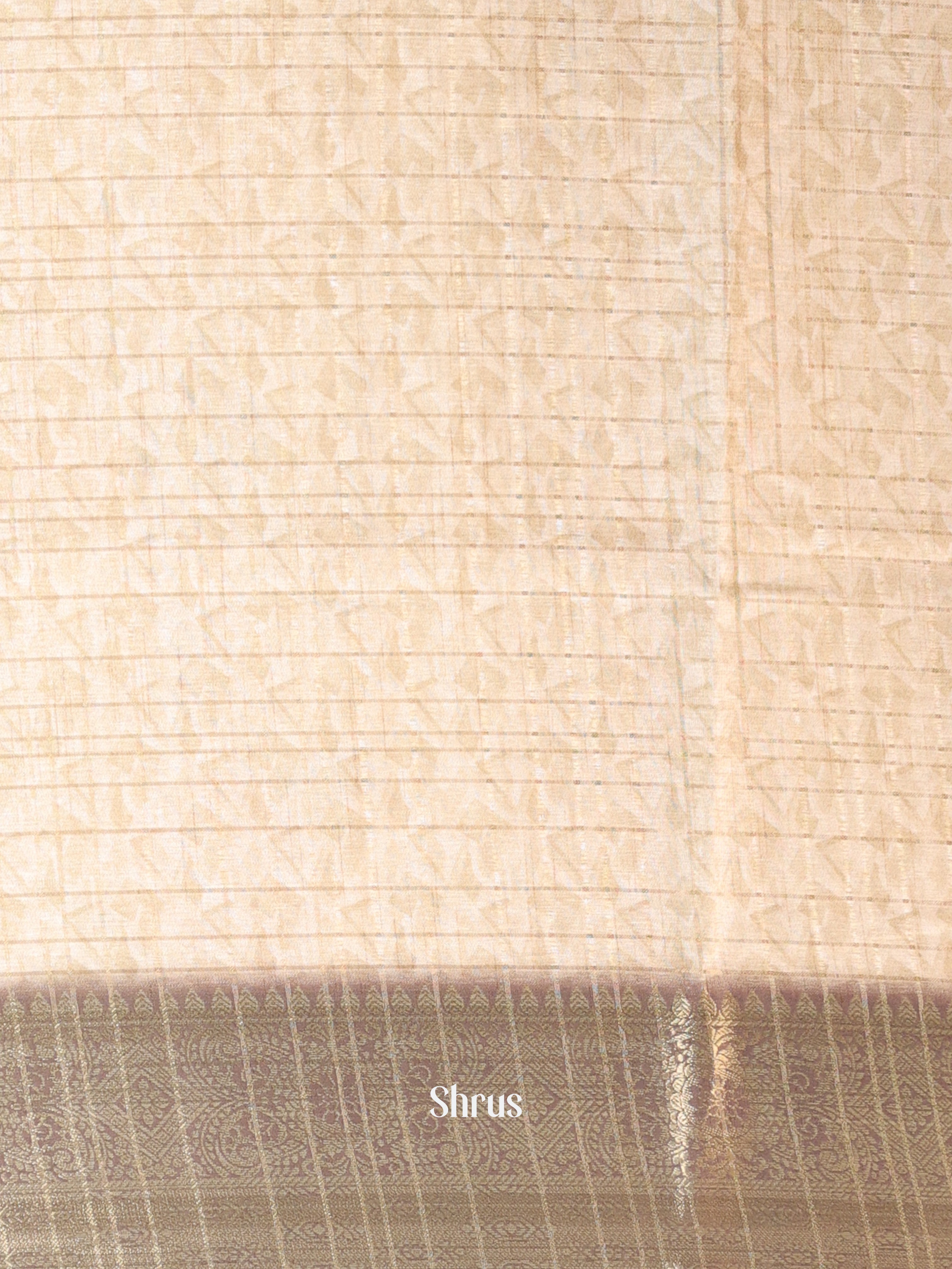 Cream & Brown - Semi Chanderi Saree - Shop on Shrus.com