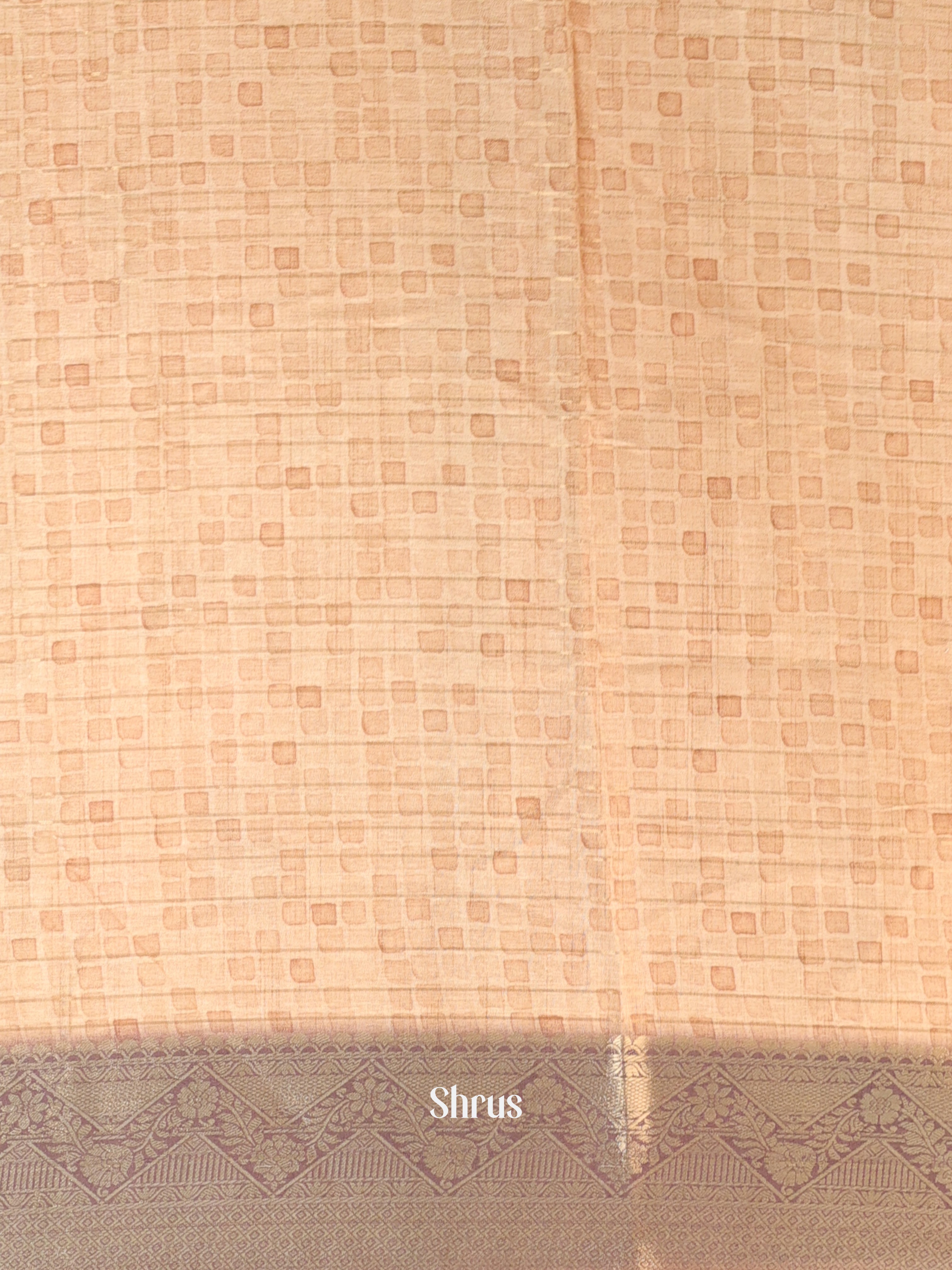 Beige & Brown - Semi Chanderi Saree - Shop on Shrus.com