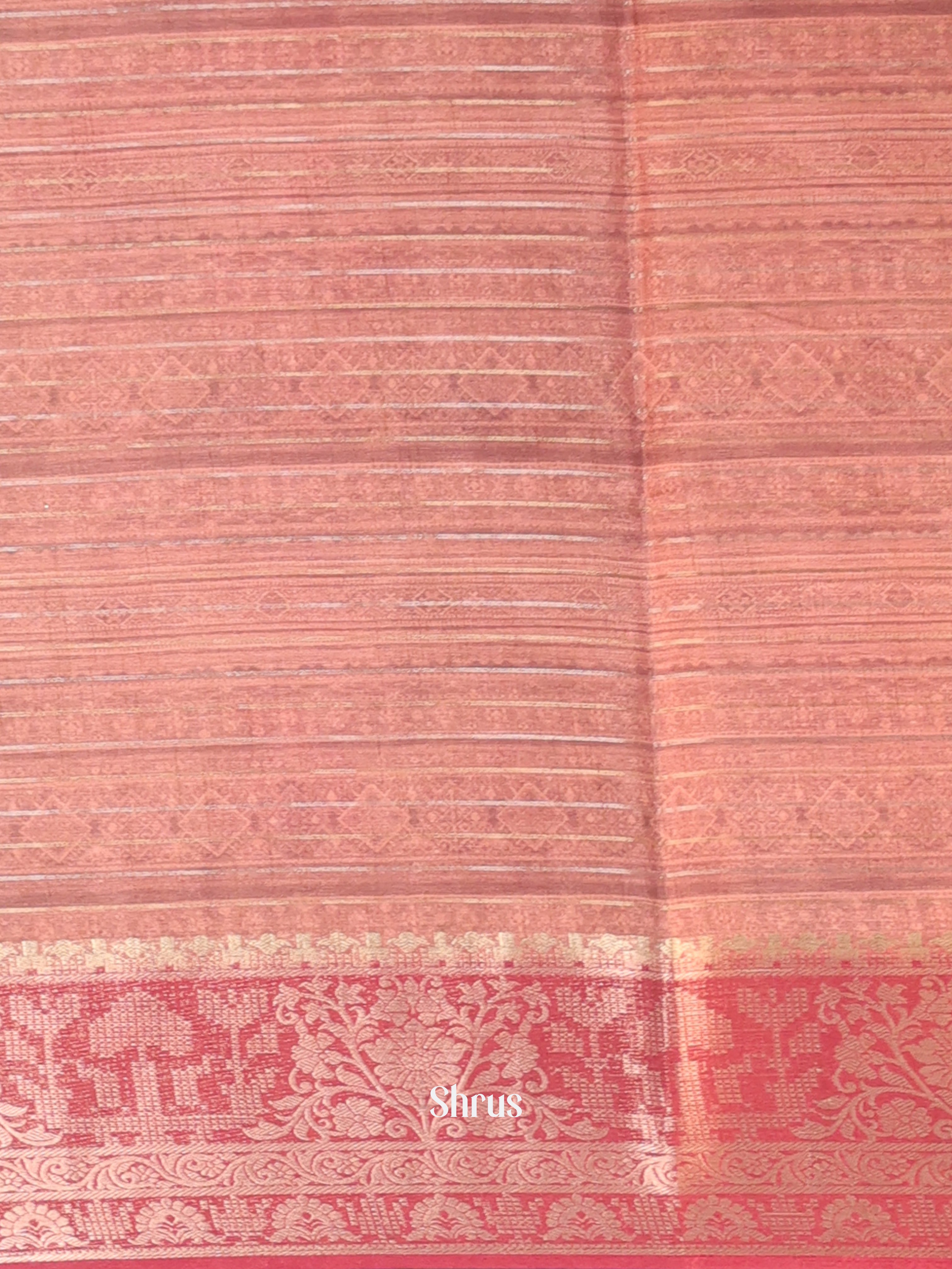 Peach & Maroon- Semi Chanderi Saree - Shop on Shrus.com