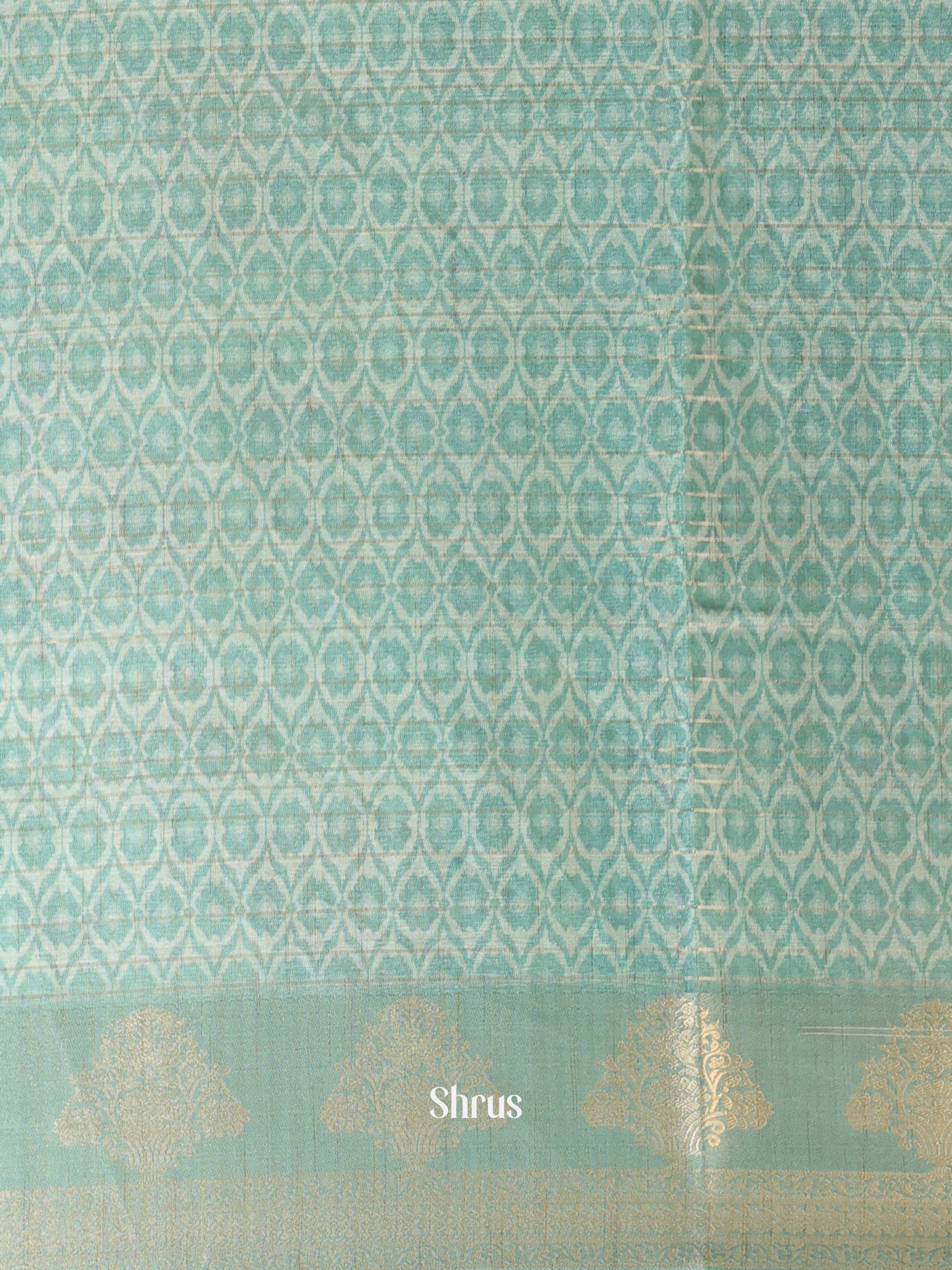 Lite Green - Semi Chanderi Saree - Shop on Shrus.com