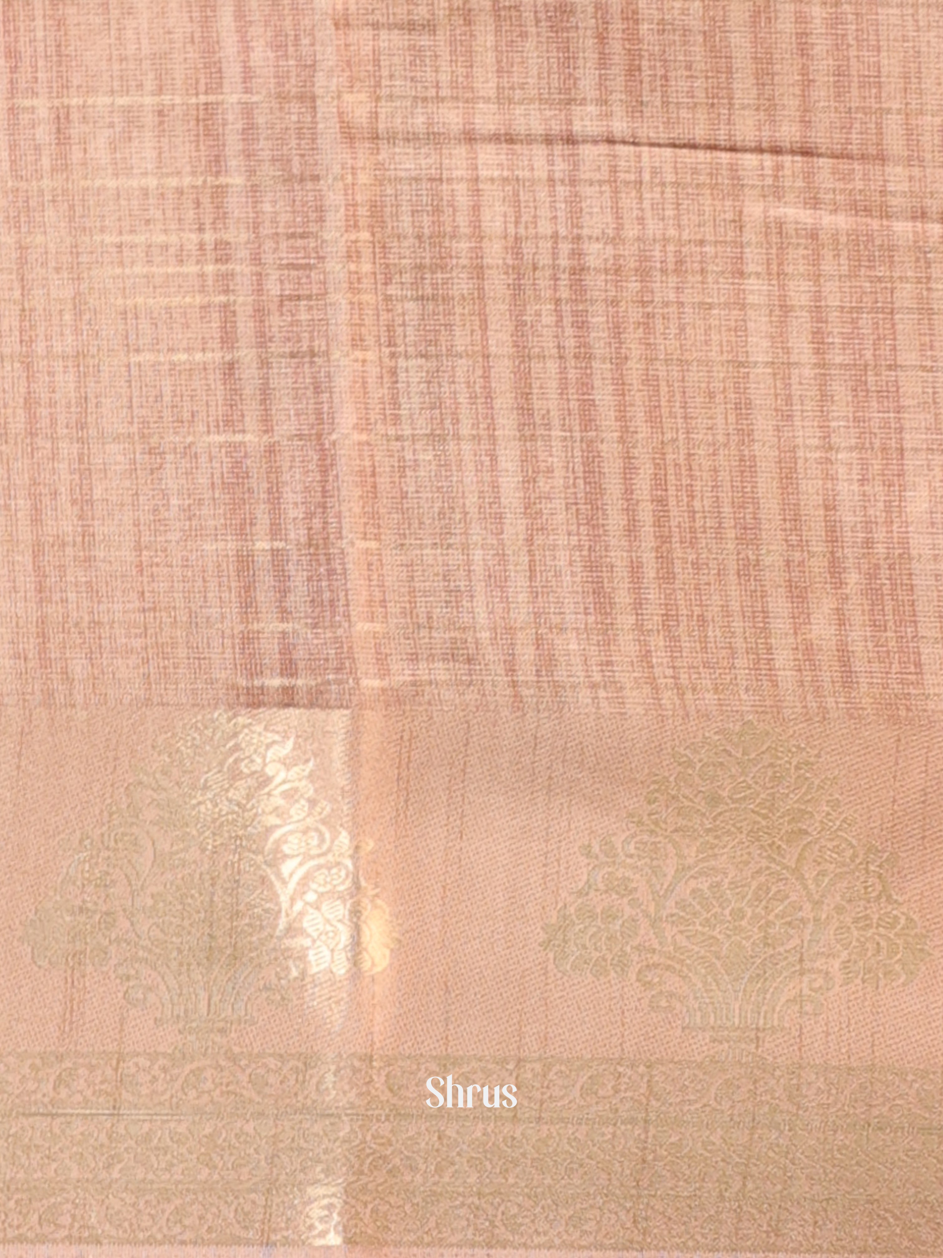 Cream & Dusty Brown- Semi Chanderi Saree - Shop on Shrus.com
