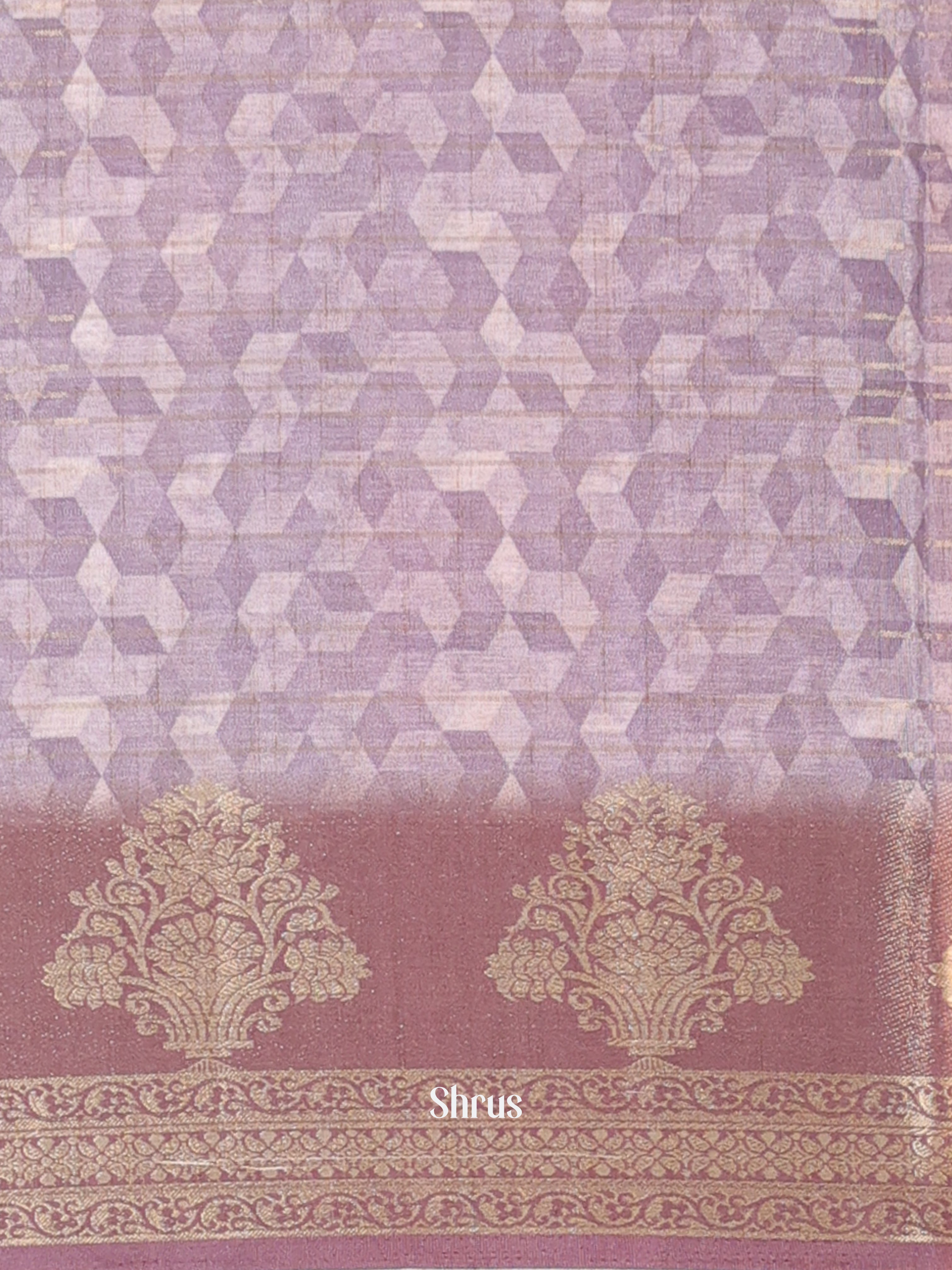 Lavender & Brown- Semi Chanderi Saree - Shop on Shrus.com