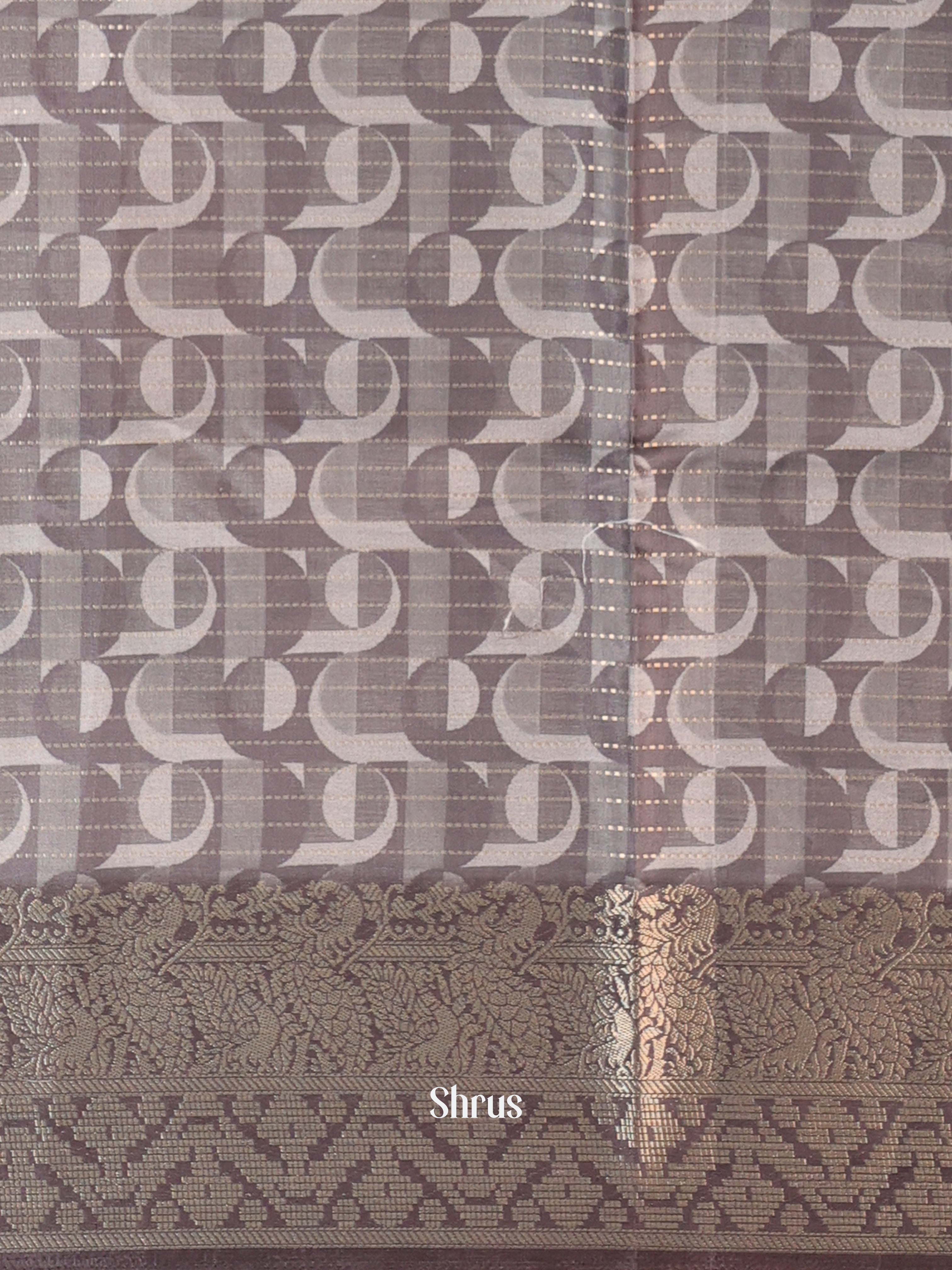 Grey - Semi Chanderi Saree - Shop on Shrus.com